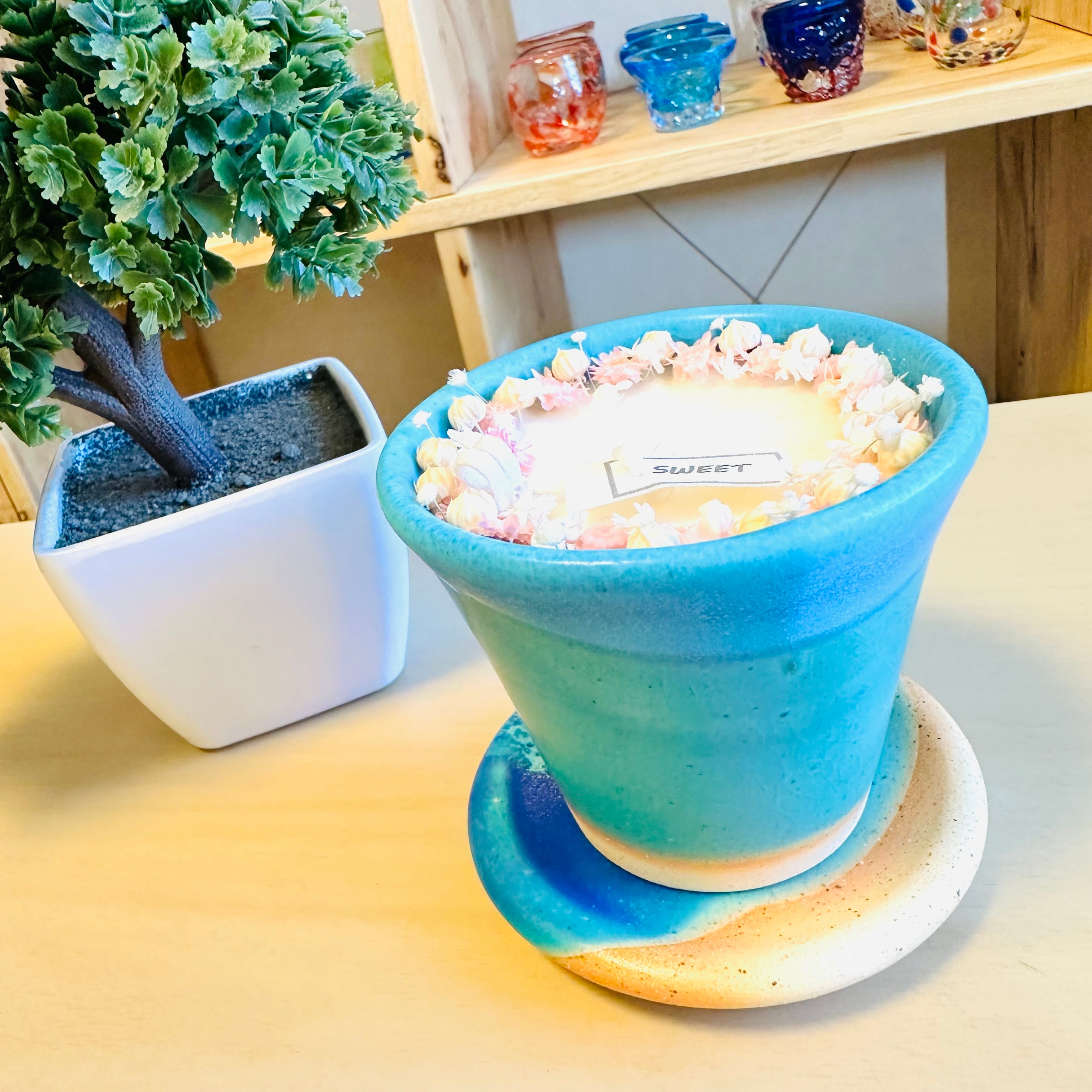 うるま陶器 うるまブルー アロマポット | B-Blue