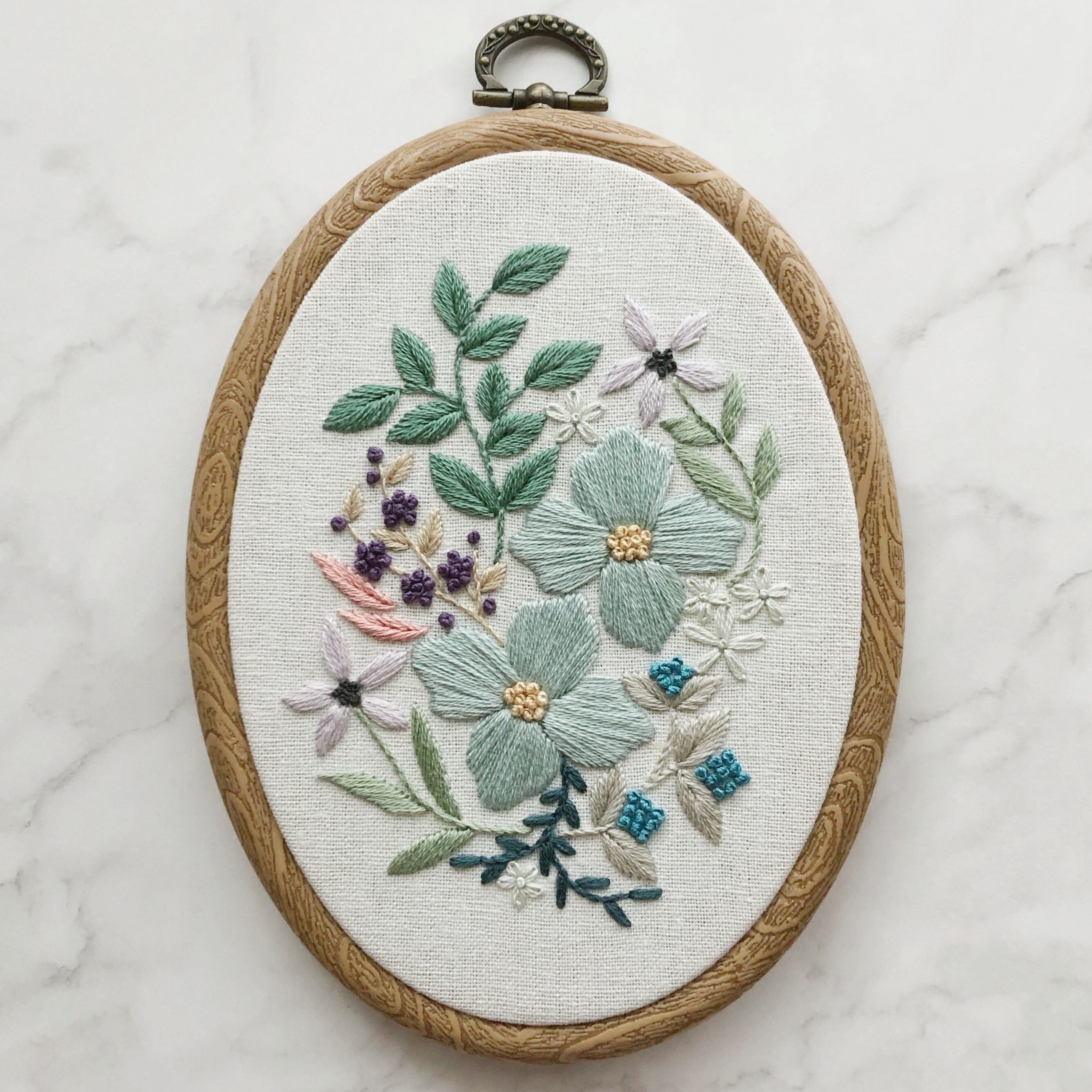 刺繍キット〉ブルーガーデンの刺繍ミニフレーム | Marguerite刺繍教室