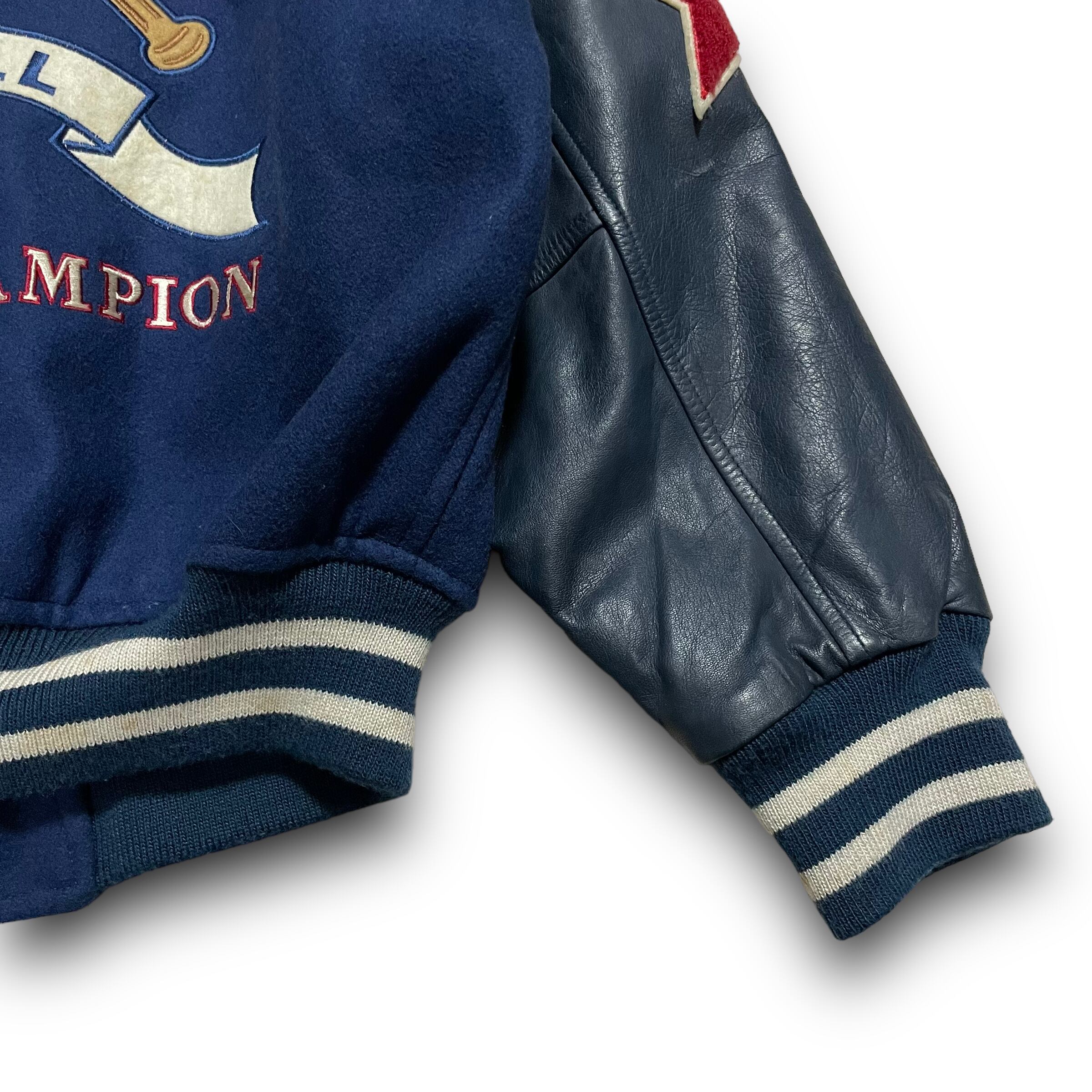 Bodies WARER HOUSEビンテージスタジャン 革袖グレー/青 Bodies WARER