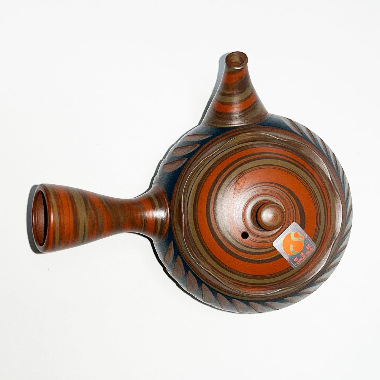 常滑焼 マーブル模様とカットデザインの練り込み急須 春山窯（春山造