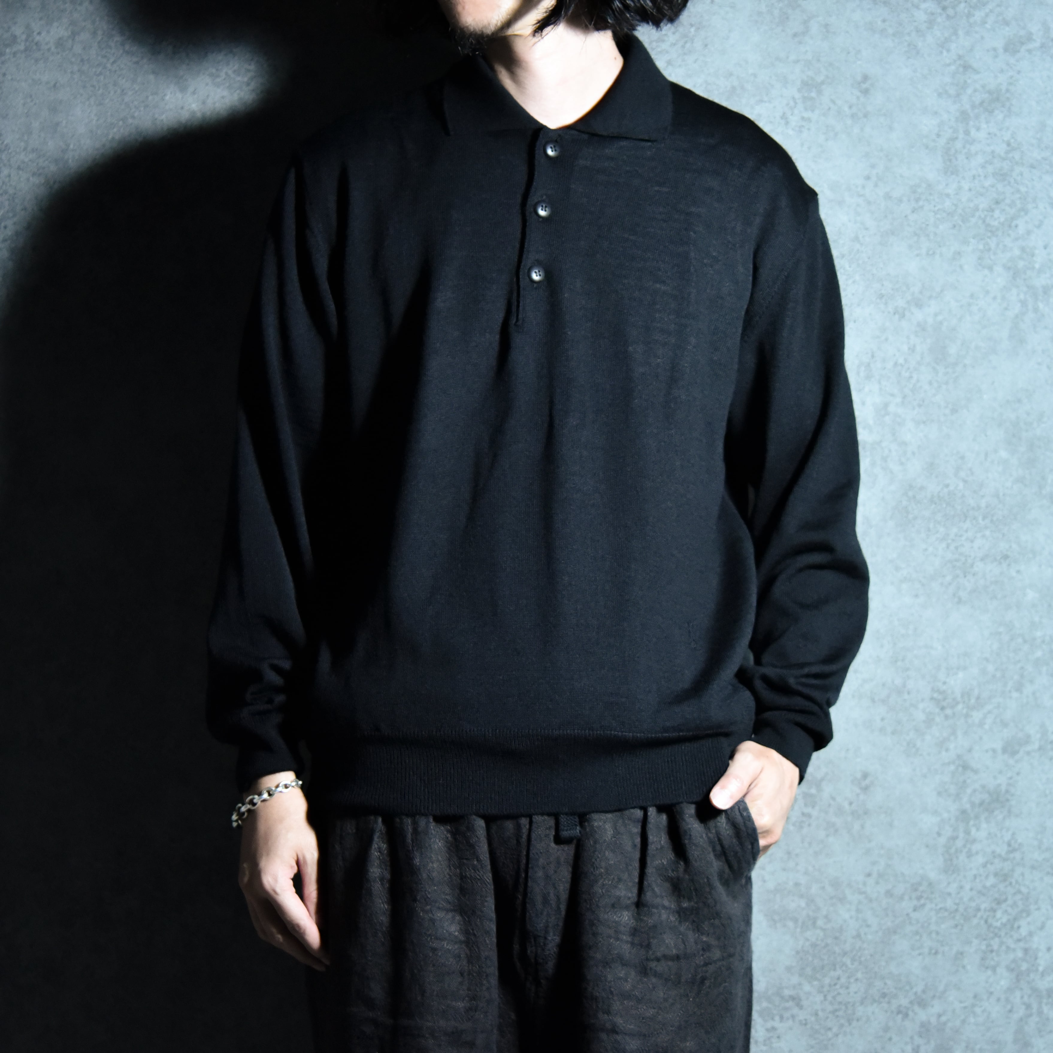 DEAD STOCK】80-90s Yves Saint Lauren Long-sleeve Knit Polo Shirts