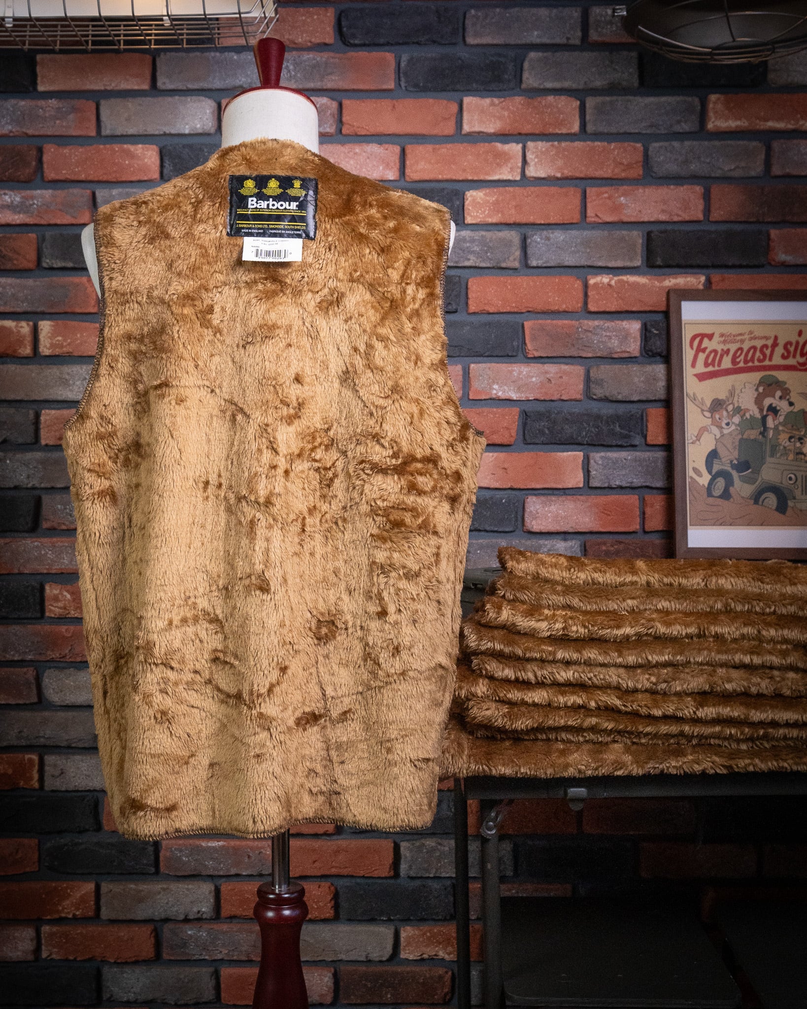 A297】Barbour 3warrant 00s Pile Linner Vest 