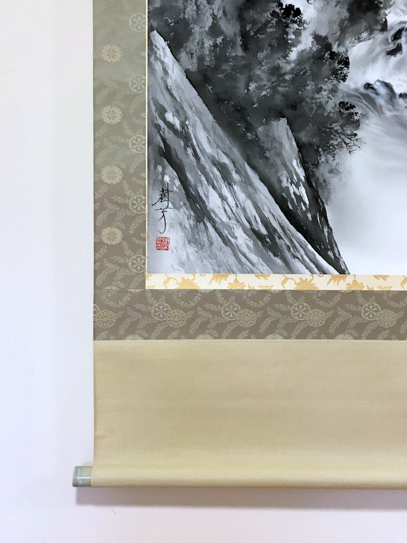 中沢樹芳「水墨山水」掛軸（尺八立） | 吉村唐木店 WEBSHOP