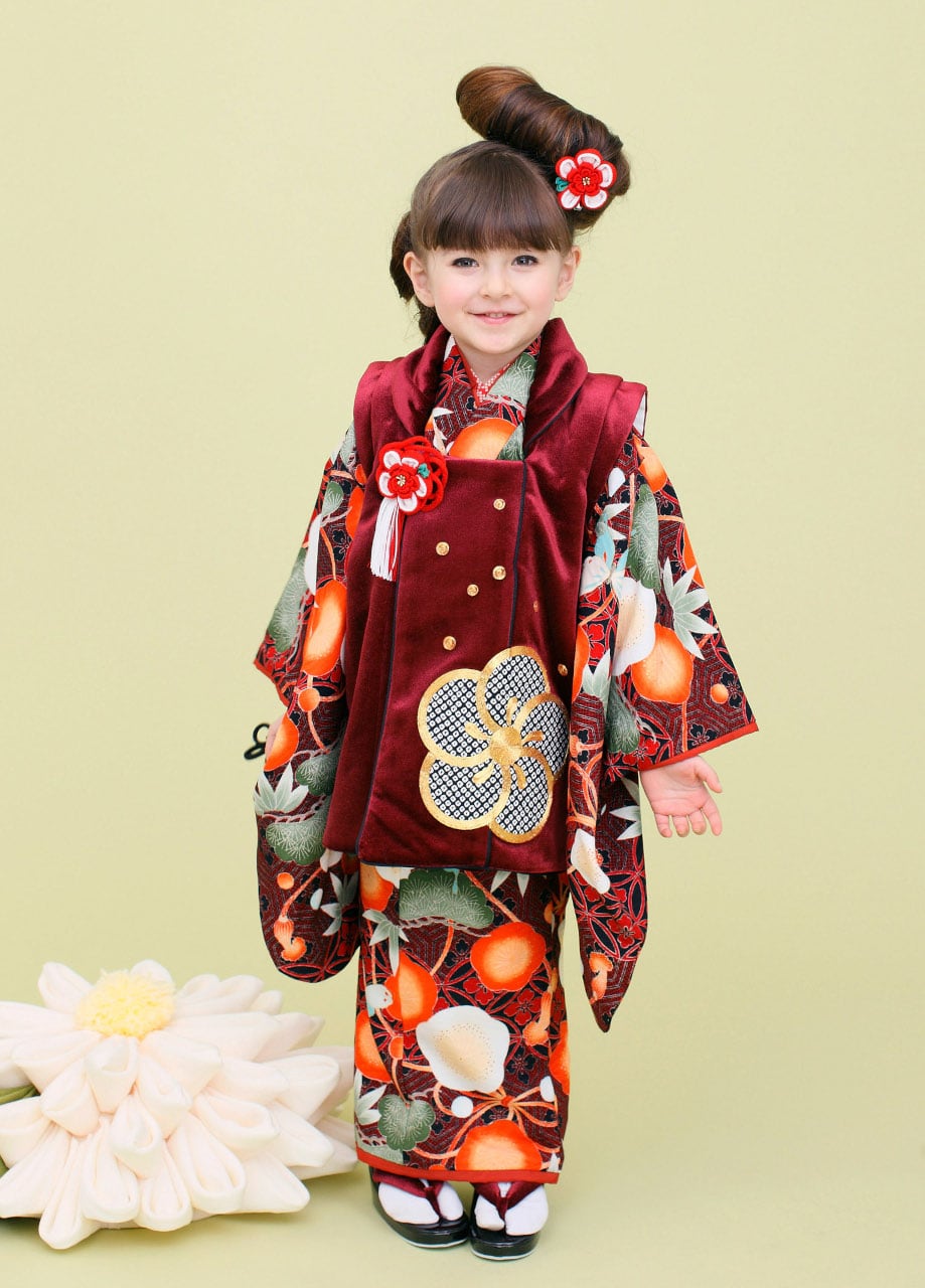 レンタル】七五三着物 3歳 女の子 九重 赤 【H26（2041）】 | 衣装