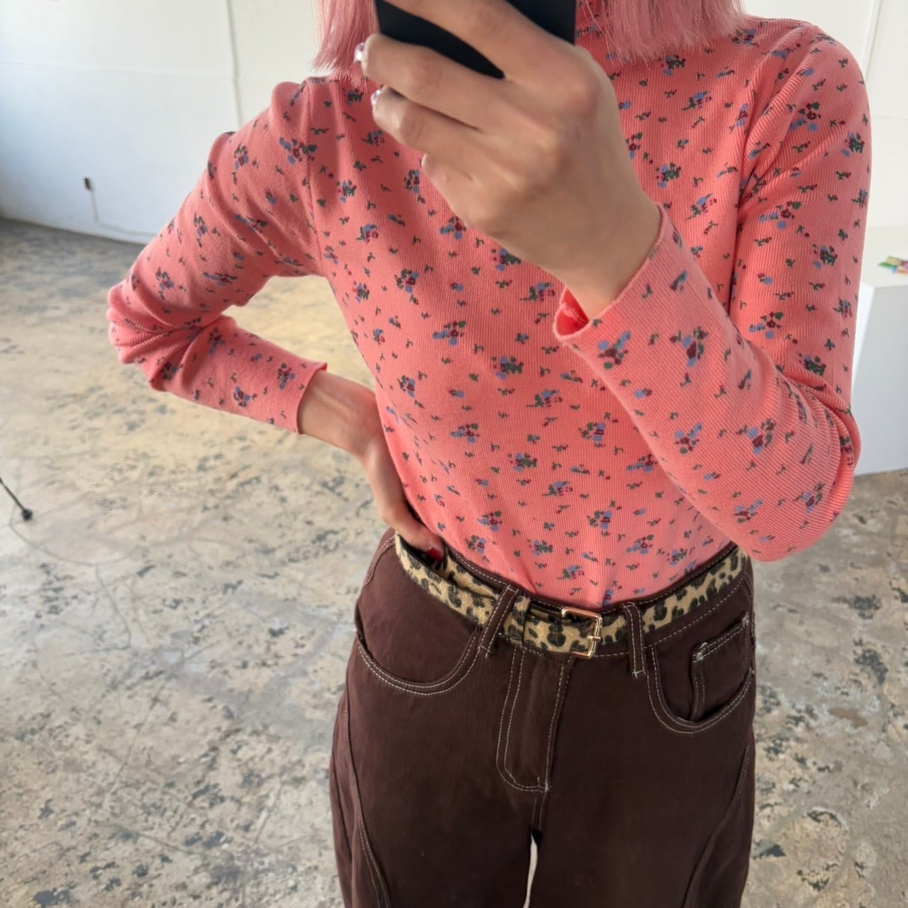 小花柄ニットタートルネック_LN03252 | lanan(ラナン)