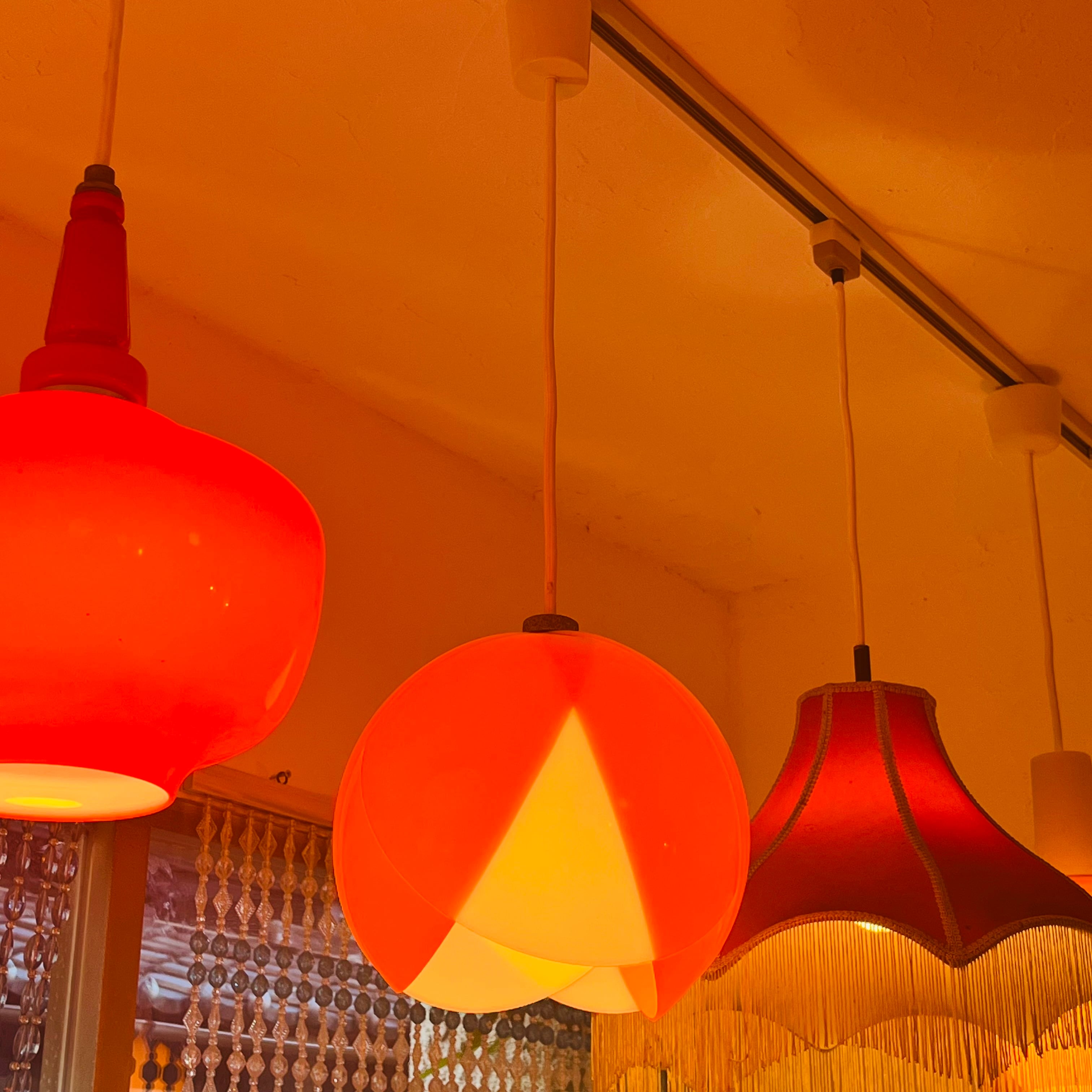ペンダントライト フラワー オレンジ 天井照明 昭和レトロ | 春眠雑貨店