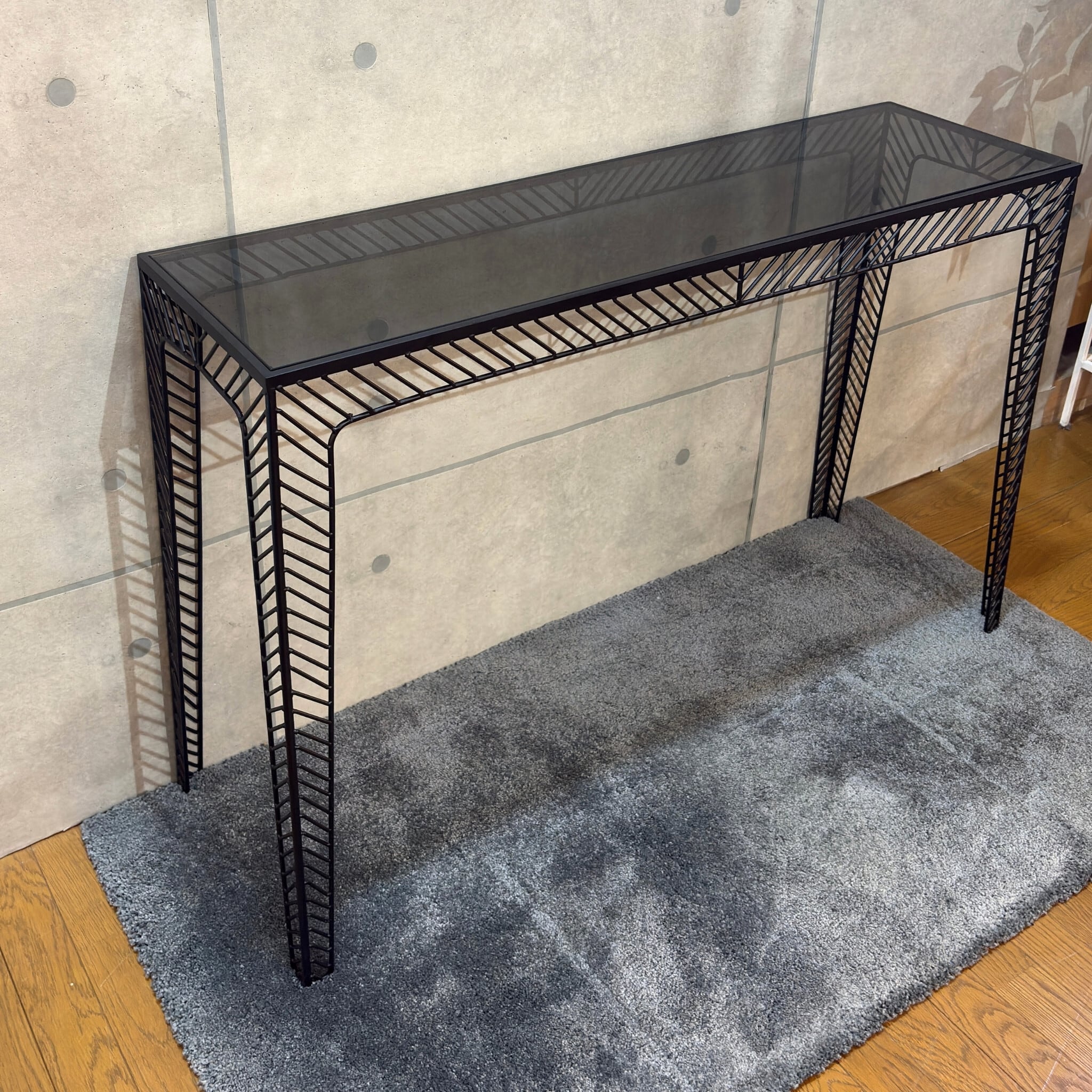 新品】コンソールテーブル W120cm | アイアンフレーム×ガラス天板