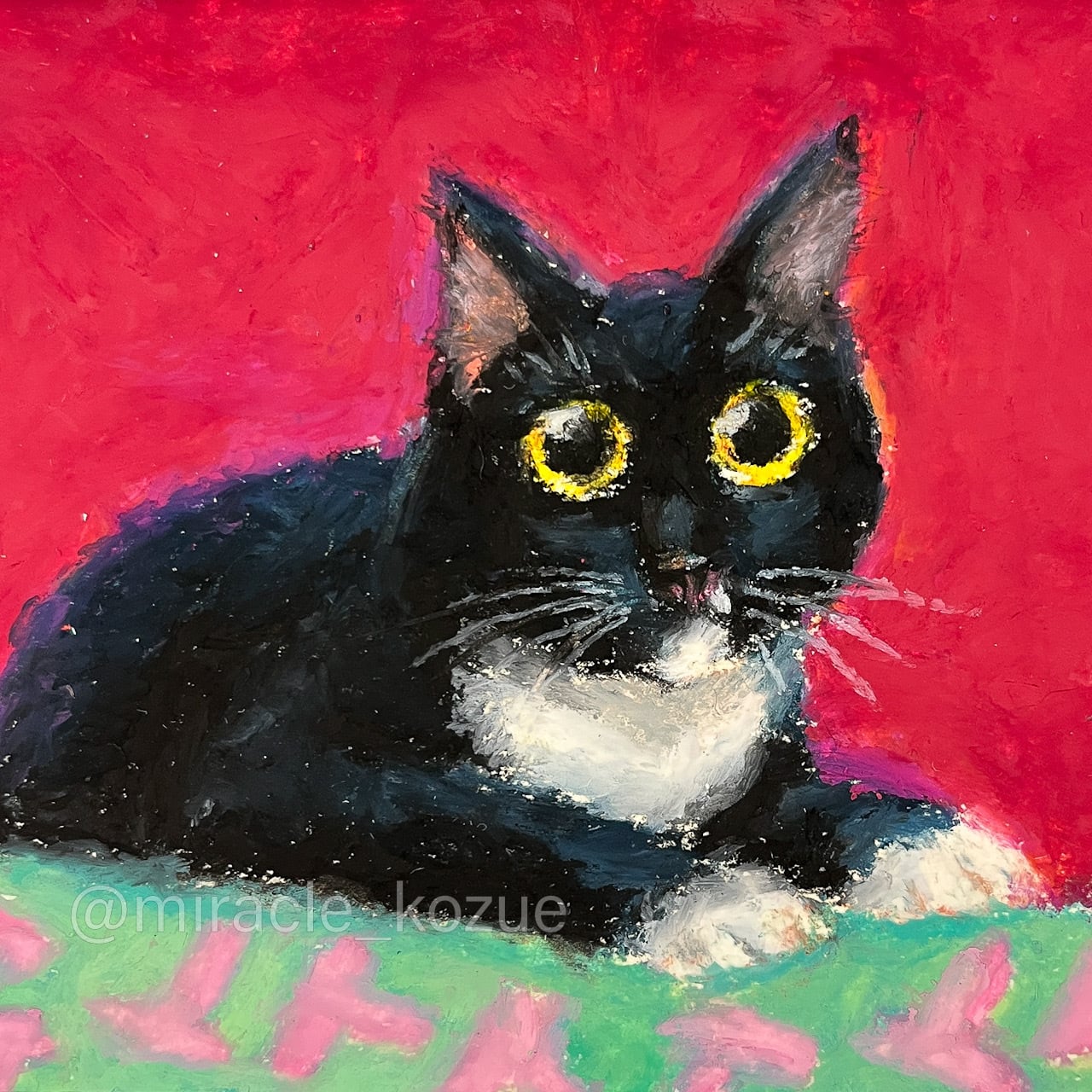 油絵 専用 おもなが猫三きょうだい 油絵 専用 おもなが猫三きょうだい