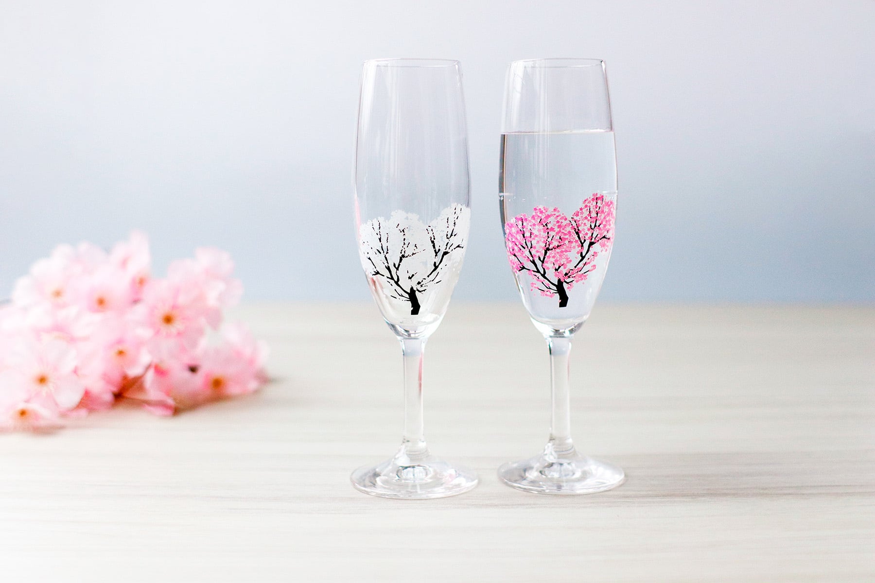 0100-002-00】『冷感桜』『シャンパングラスペアセット』*春 桜 グラス