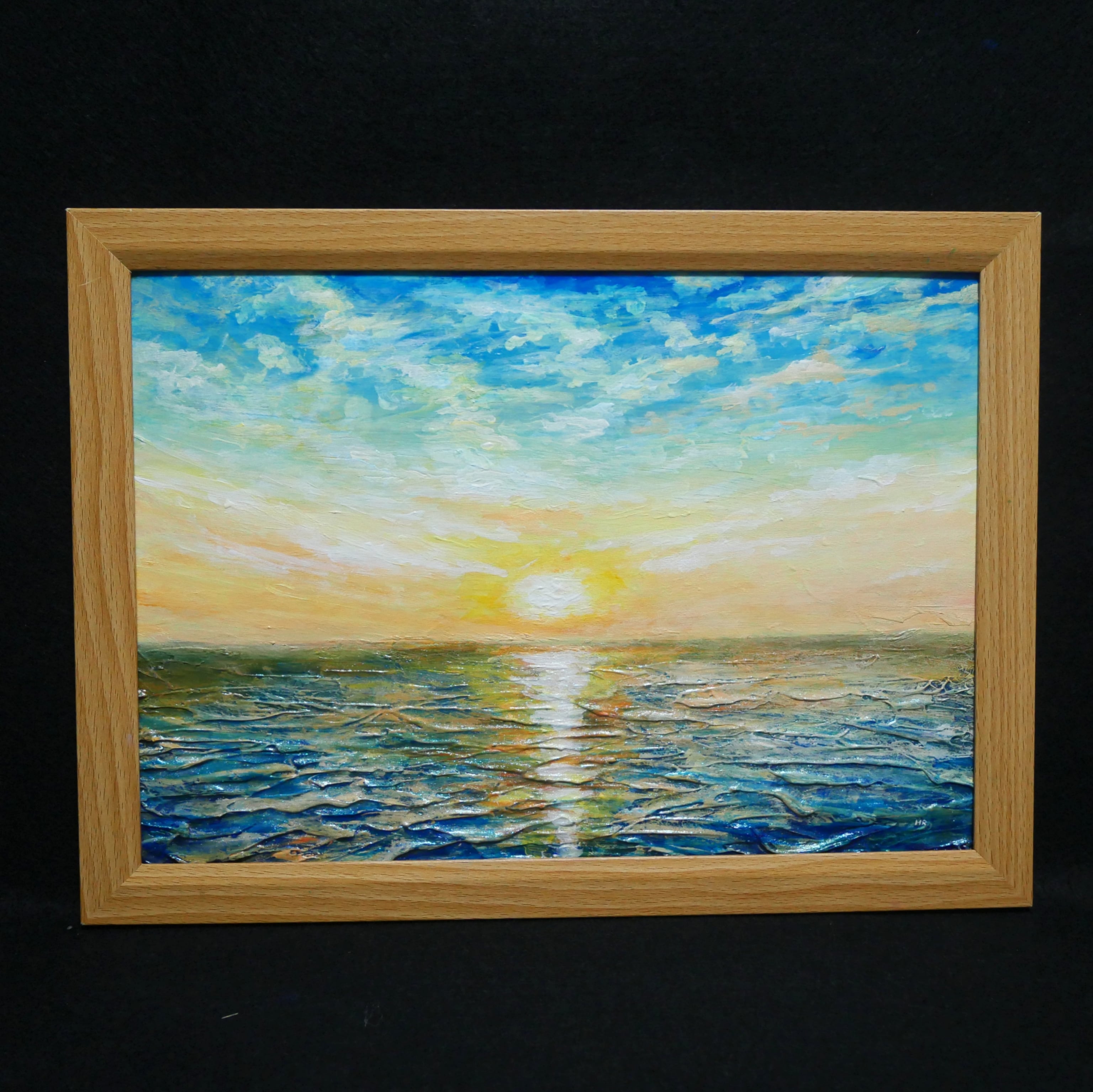 油絵 油彩 油彩画 絵 絵画【癒しの朝焼けの海】 | HIROSHI1990