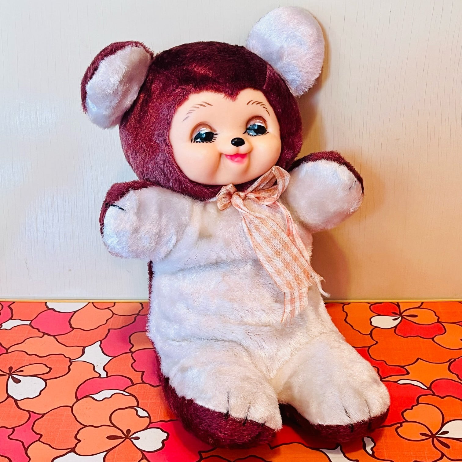 くまちゃん ラバーフェイス ぬいぐるみ 昭和レトロ vintage | 春眠雑貨店