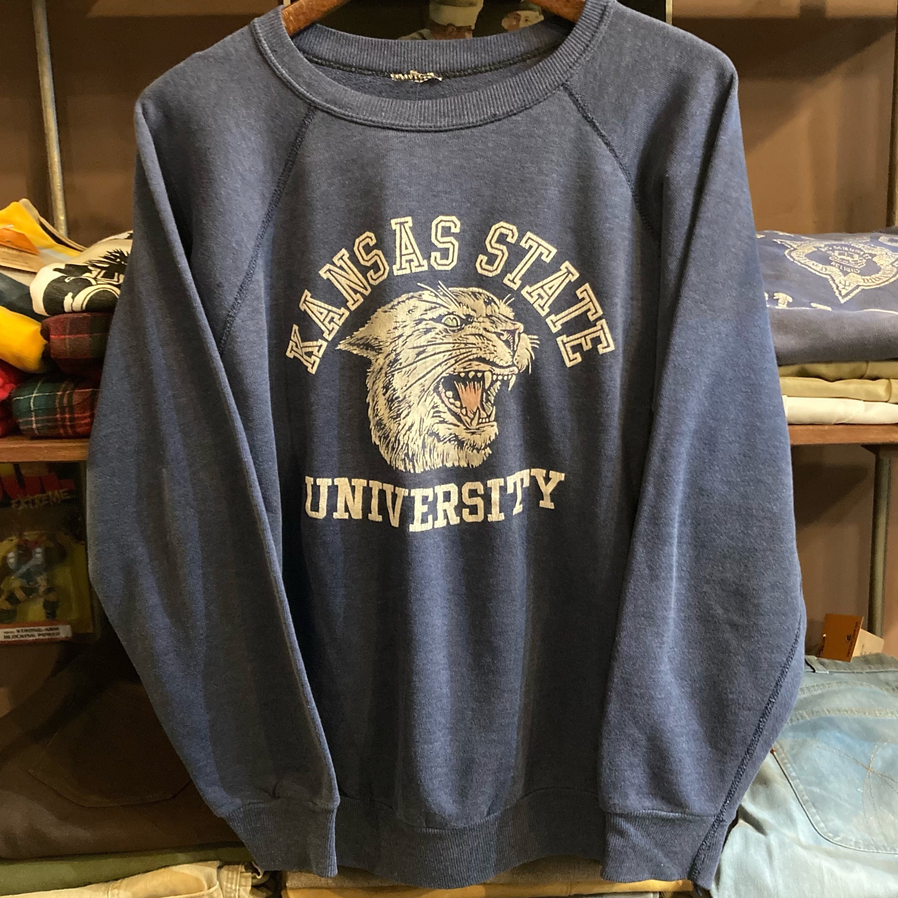 70s ヴィンテージ スウェット カレッジ フロッキープリント | 旅する