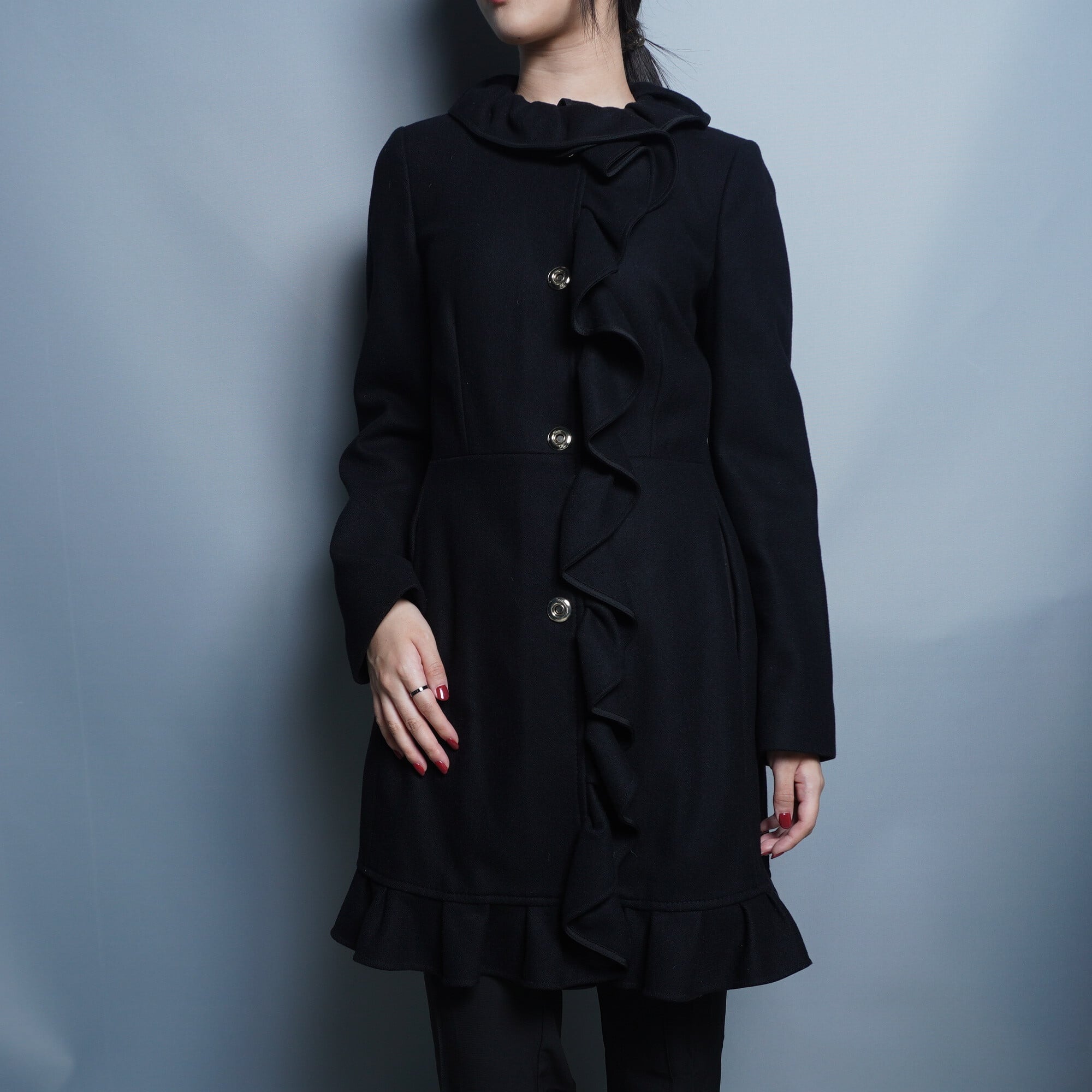 RED VALENTINO】 レッドヴァレンティノ フリル コート 38 black