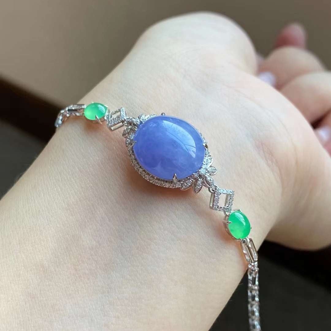 本翡翠ブレスレット k18 帝王紫 ミャンマー産 無含浸 無着色 高級 上品