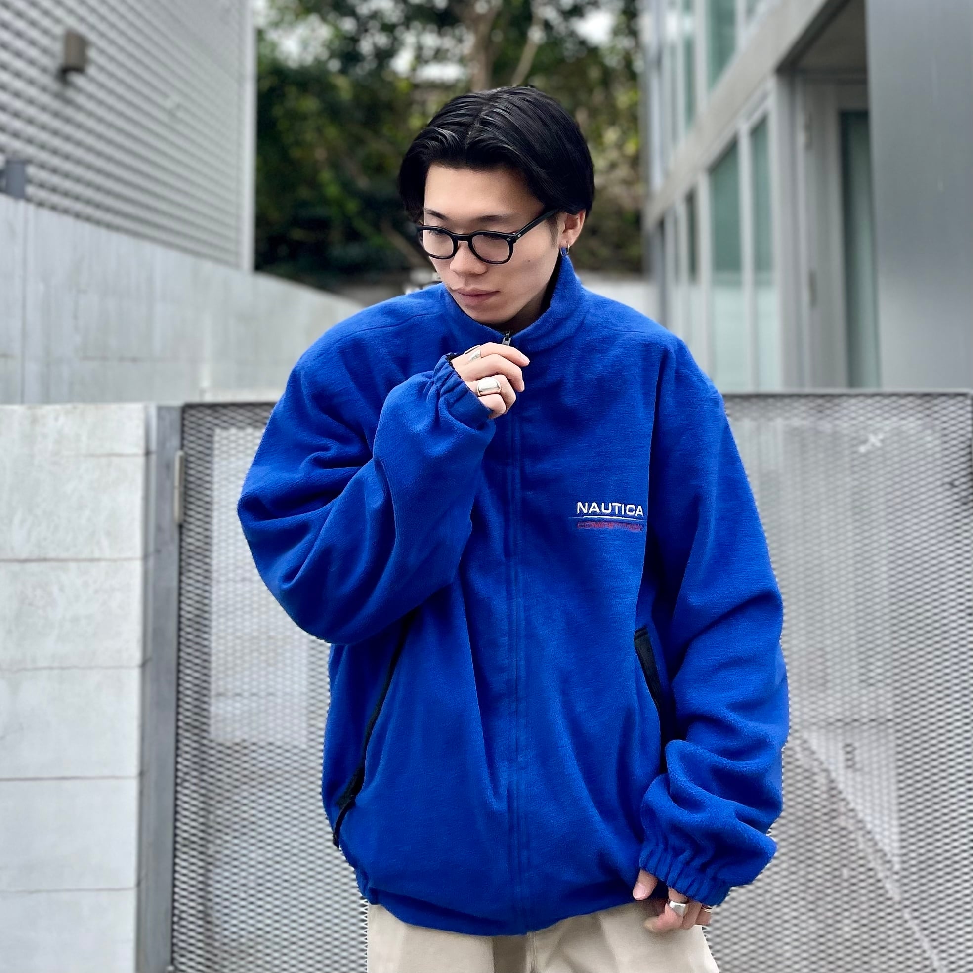 size:XL【 NAUTICA 】ノーティカ フリース リバーシブル ブルー 青