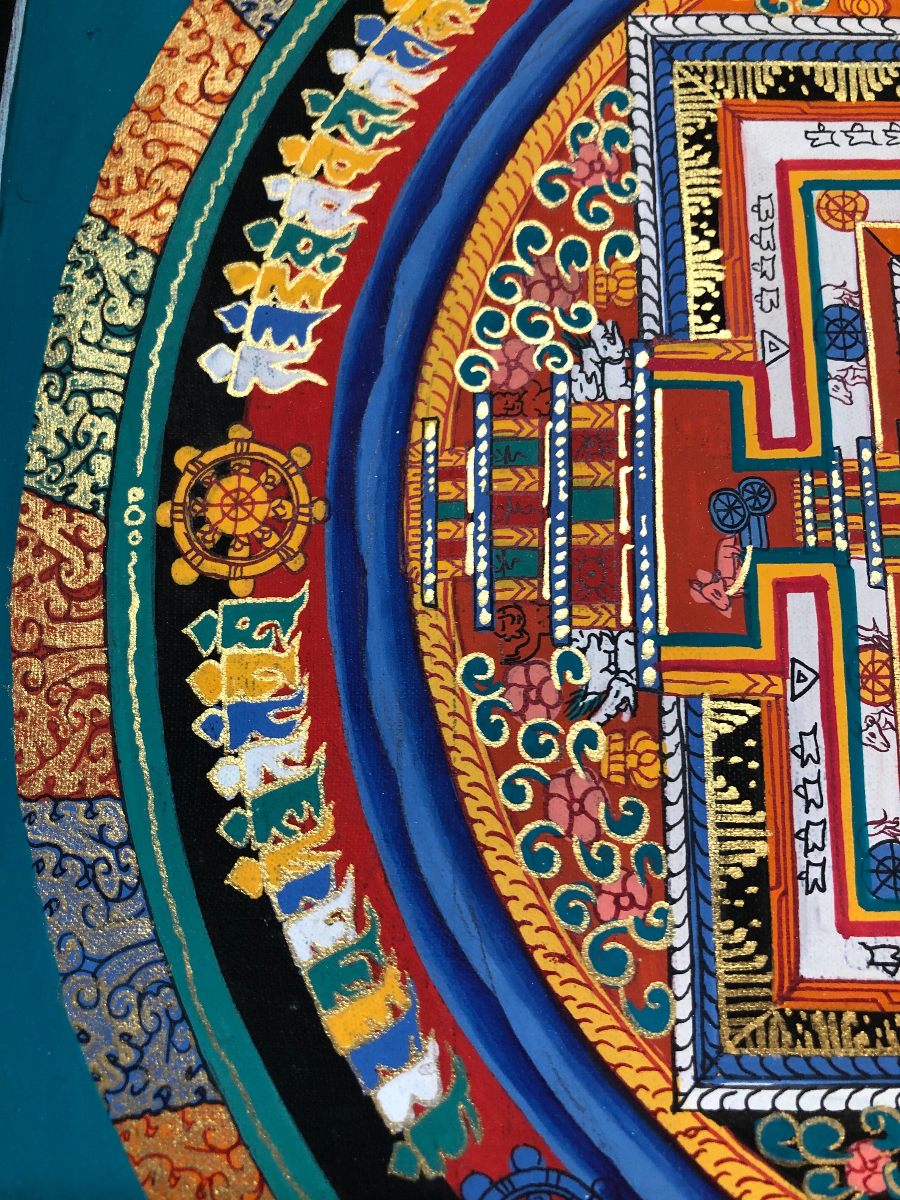 手描き肉筆画【カーラチャクラマンダラ】時輪曼荼羅 タンカ TA05