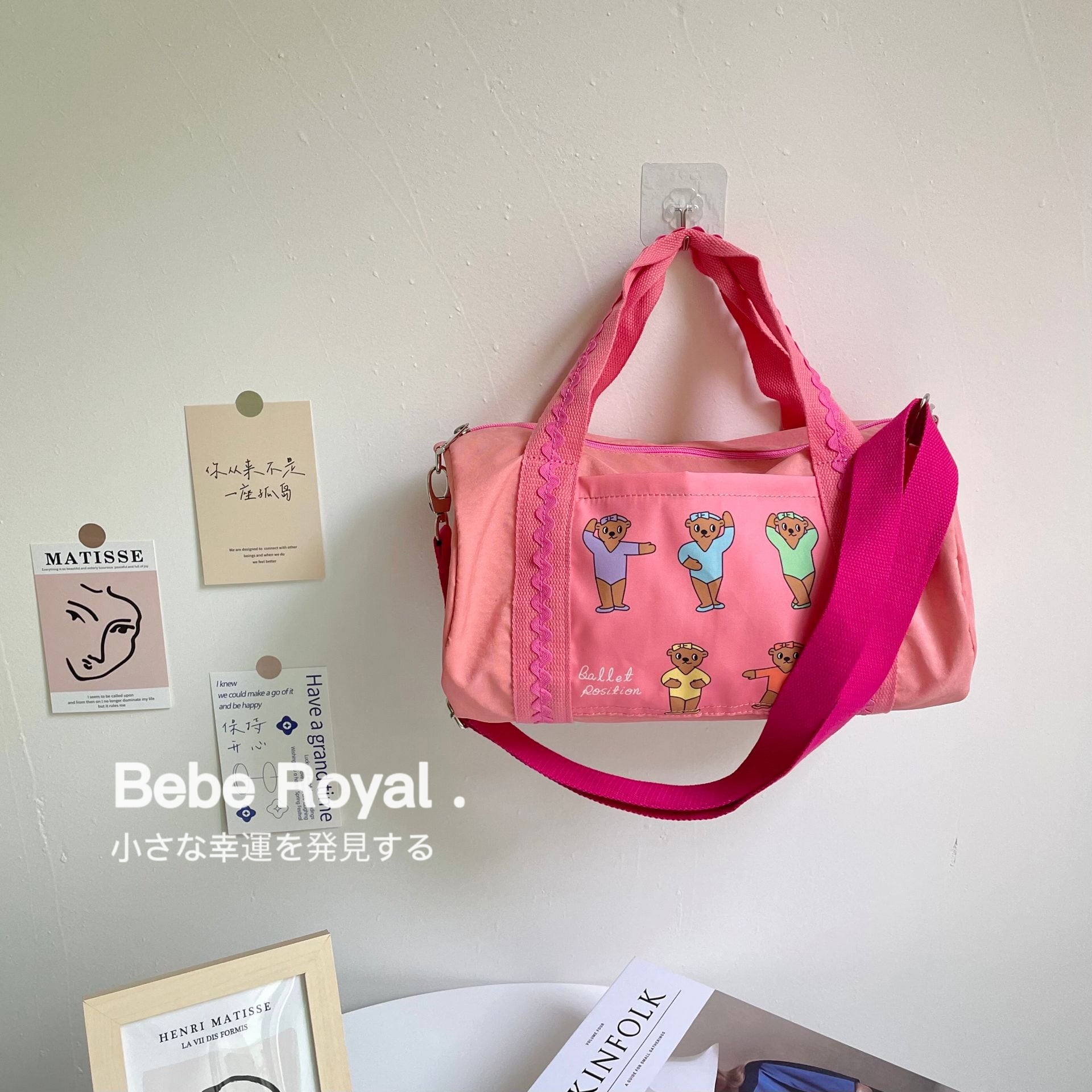 予約有】レトロくまちゃん キッズ ショルダーバッグ☆バレエ柄 くま