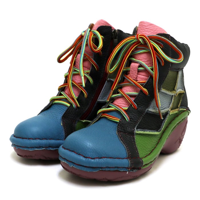 NK121【ﾚﾃﾞｨｰｽ】Estacion～エスタシオン～・レースアップ本革ウェッジ