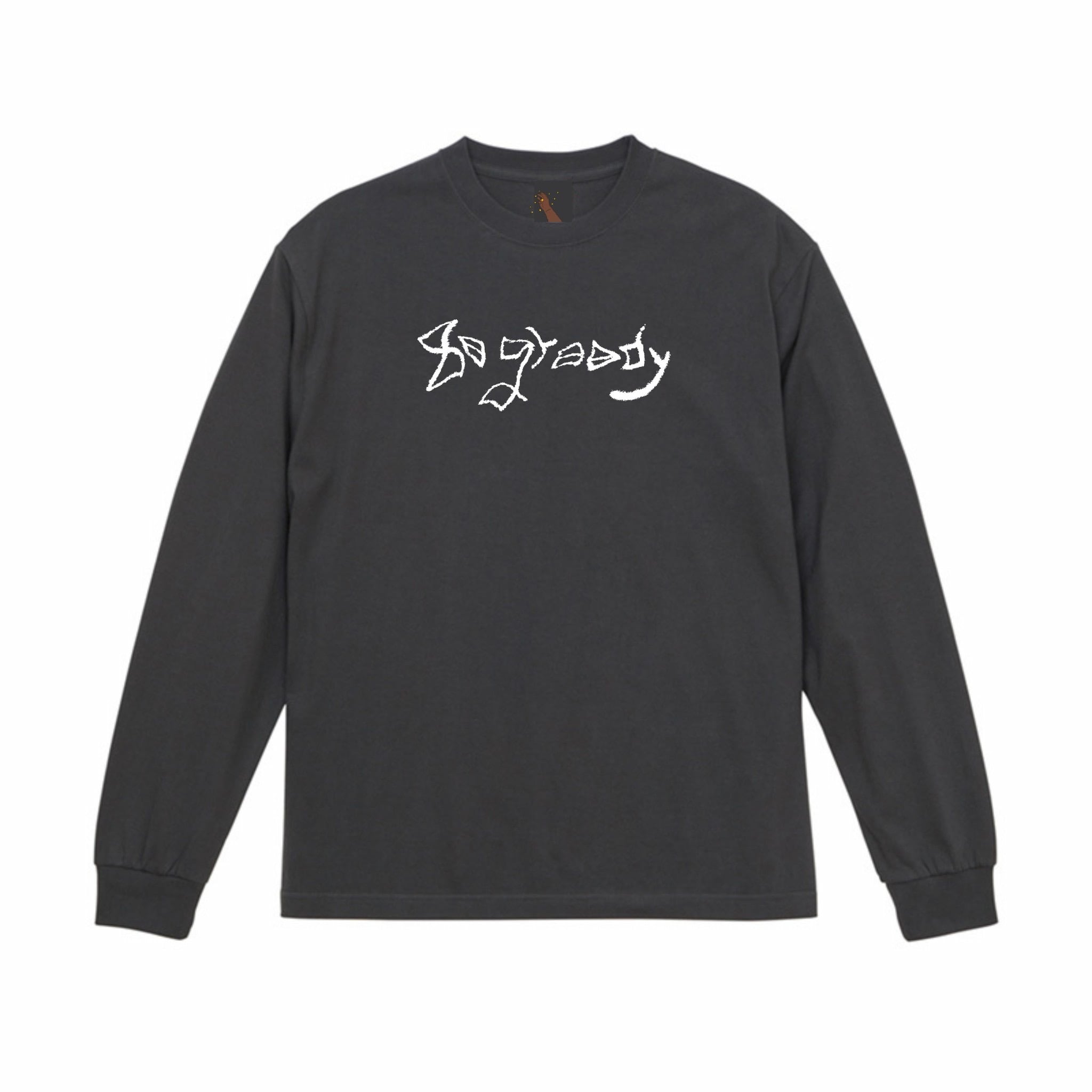 calligraphy brand logo long sleeve shirt | 8e greedy