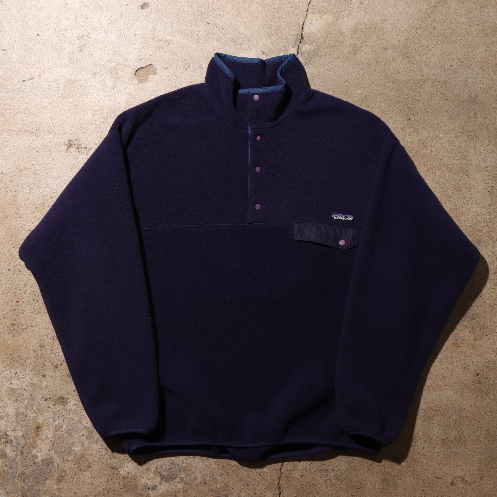 極美品 XL USA 95年 ネイビー スナップT Patagonia パタゴニア 紺色 紫