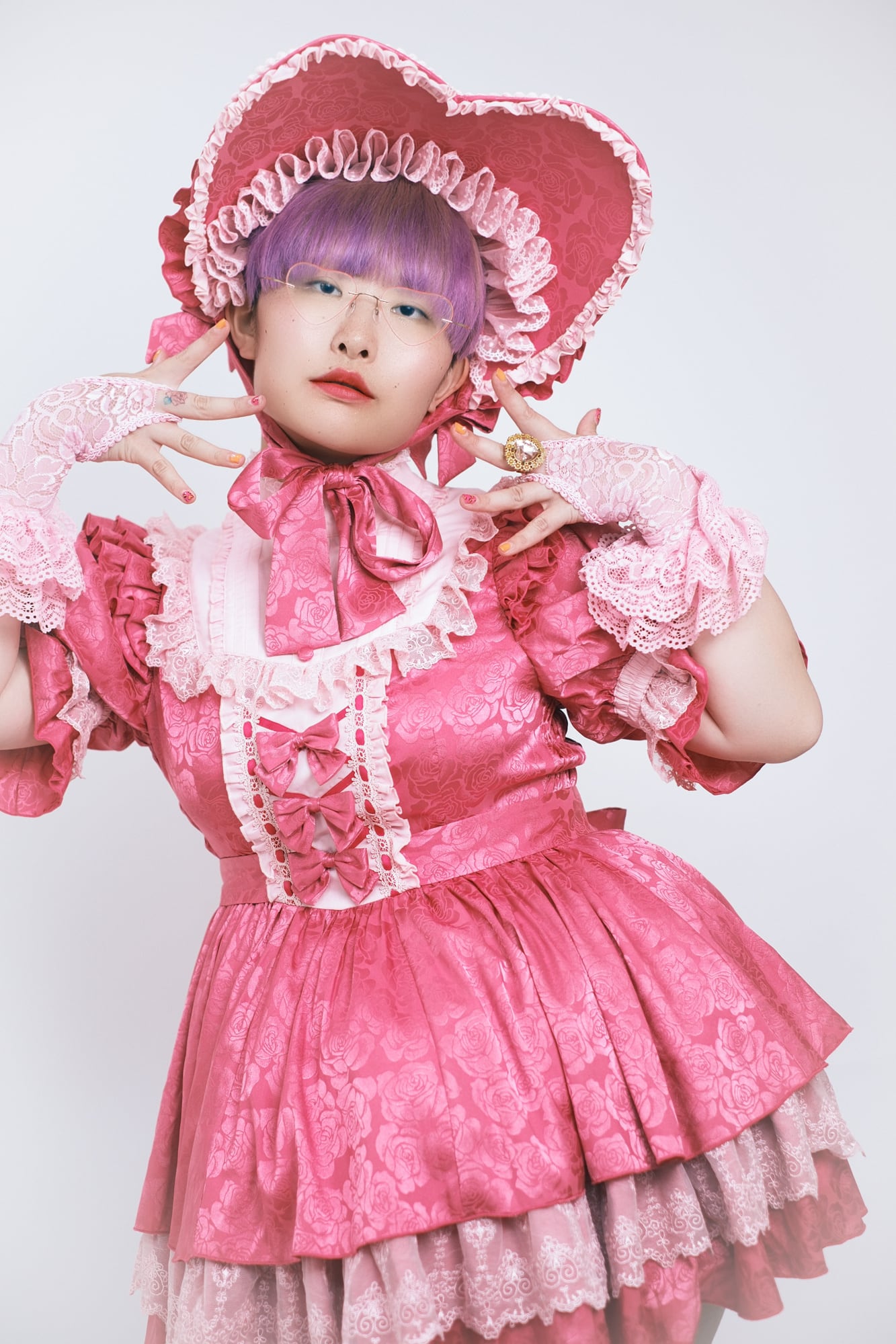 ショッキングロリィタ (ピンク)ワンピース&ドロワーズ&ボンネット