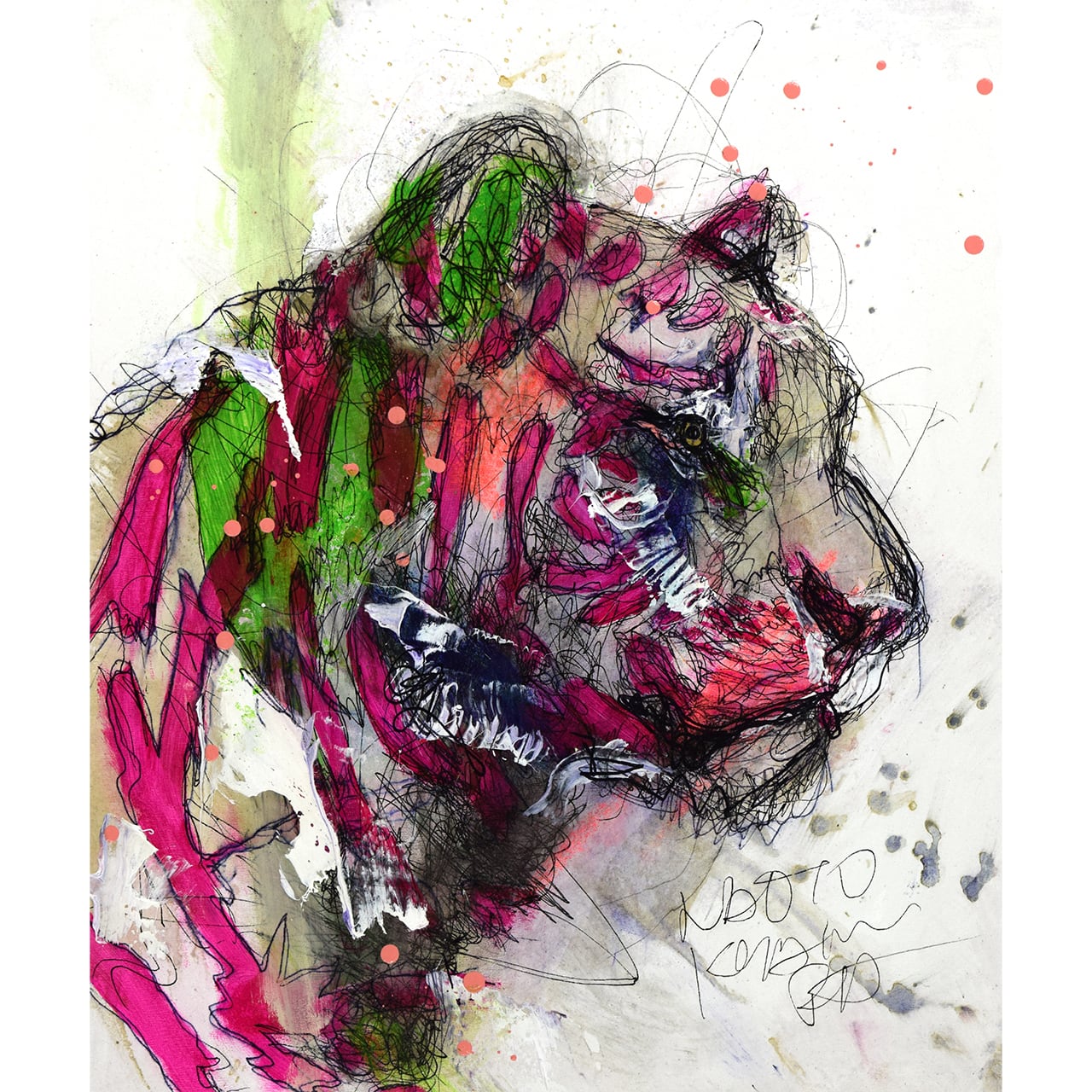 北村直登 原画 25512 自由に生きる虎にも見える | NAOTO KITAMURA