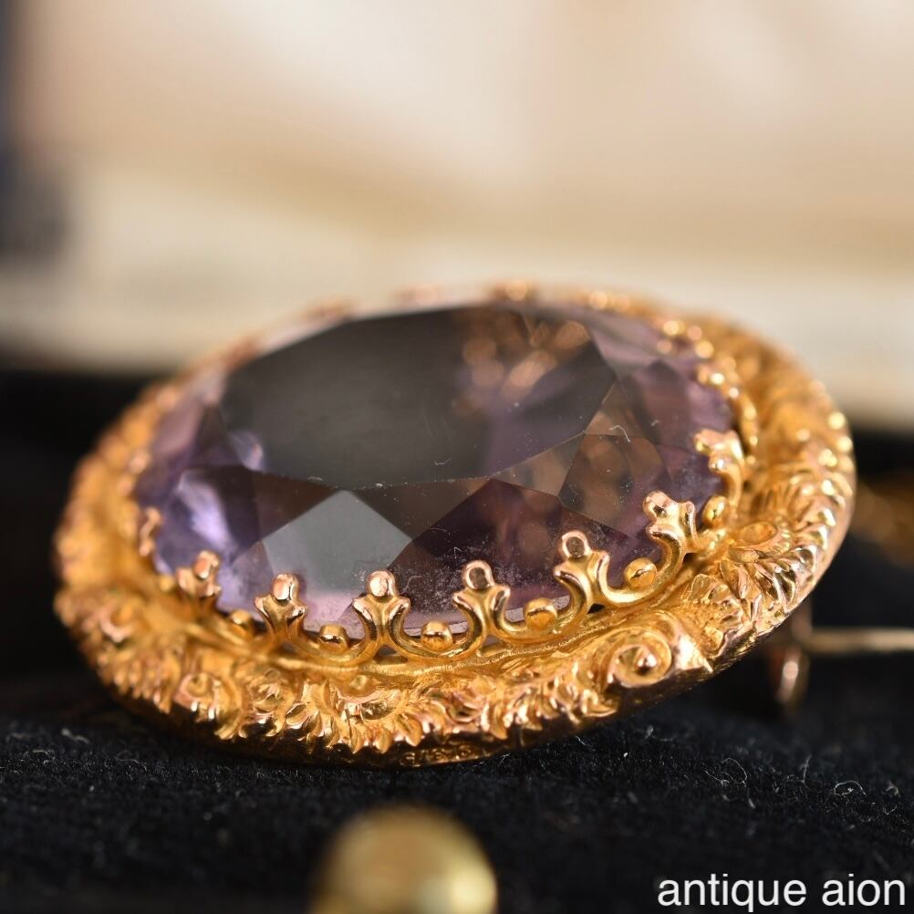英国アンティーク 1911年 エドワード王朝時代 9金 天然アメジストの