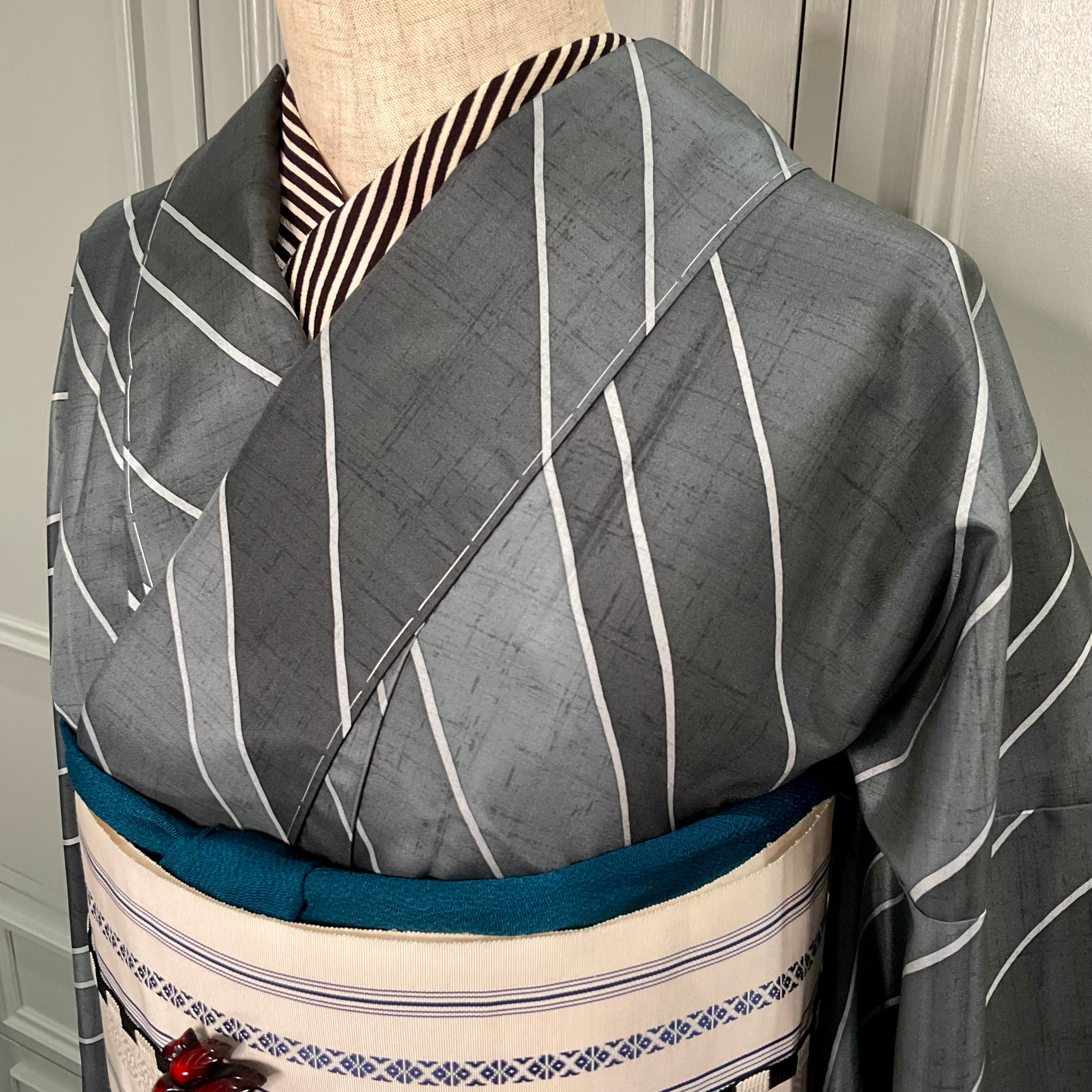 diagonal gray＊未使用 斜め縞 ストライプ グレー 灰色 リサイクル