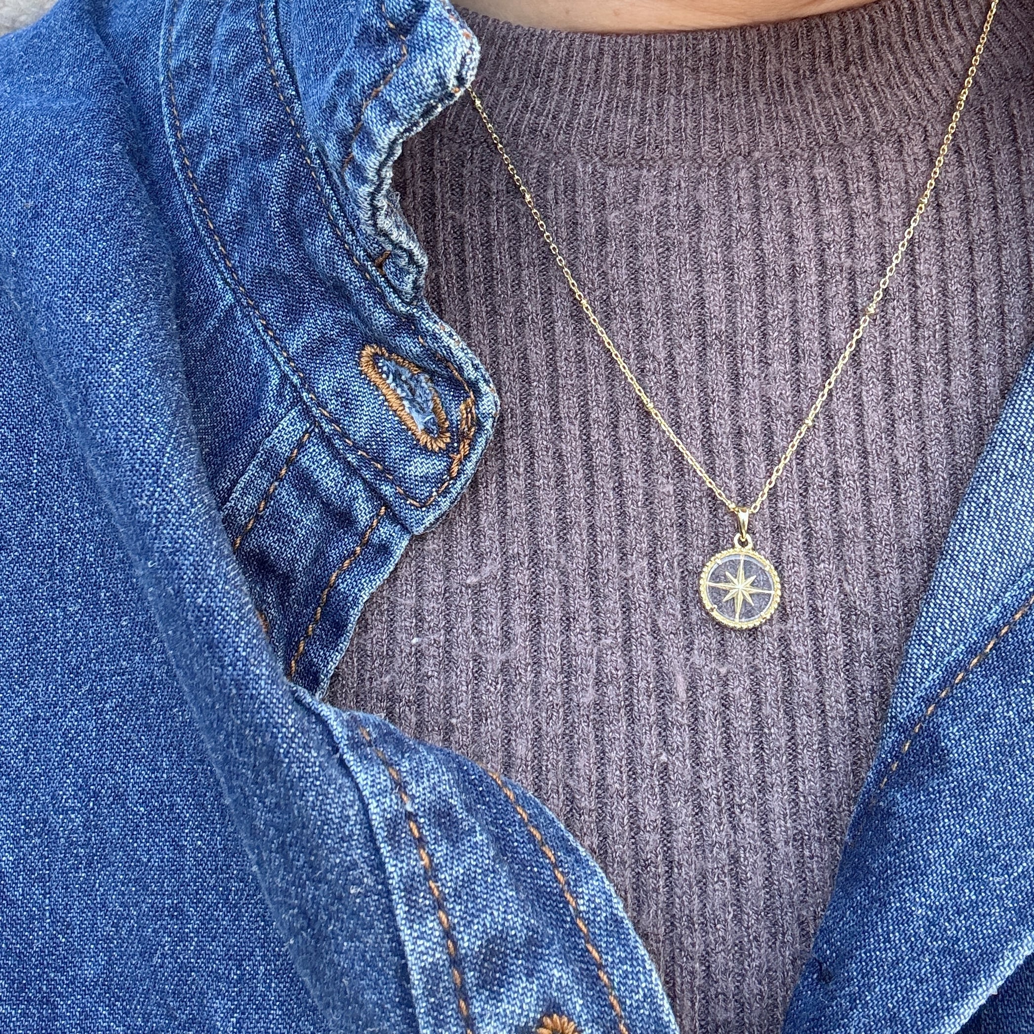 Gold Coating クリスタル スター コンパス ペンダント | 【公式通販