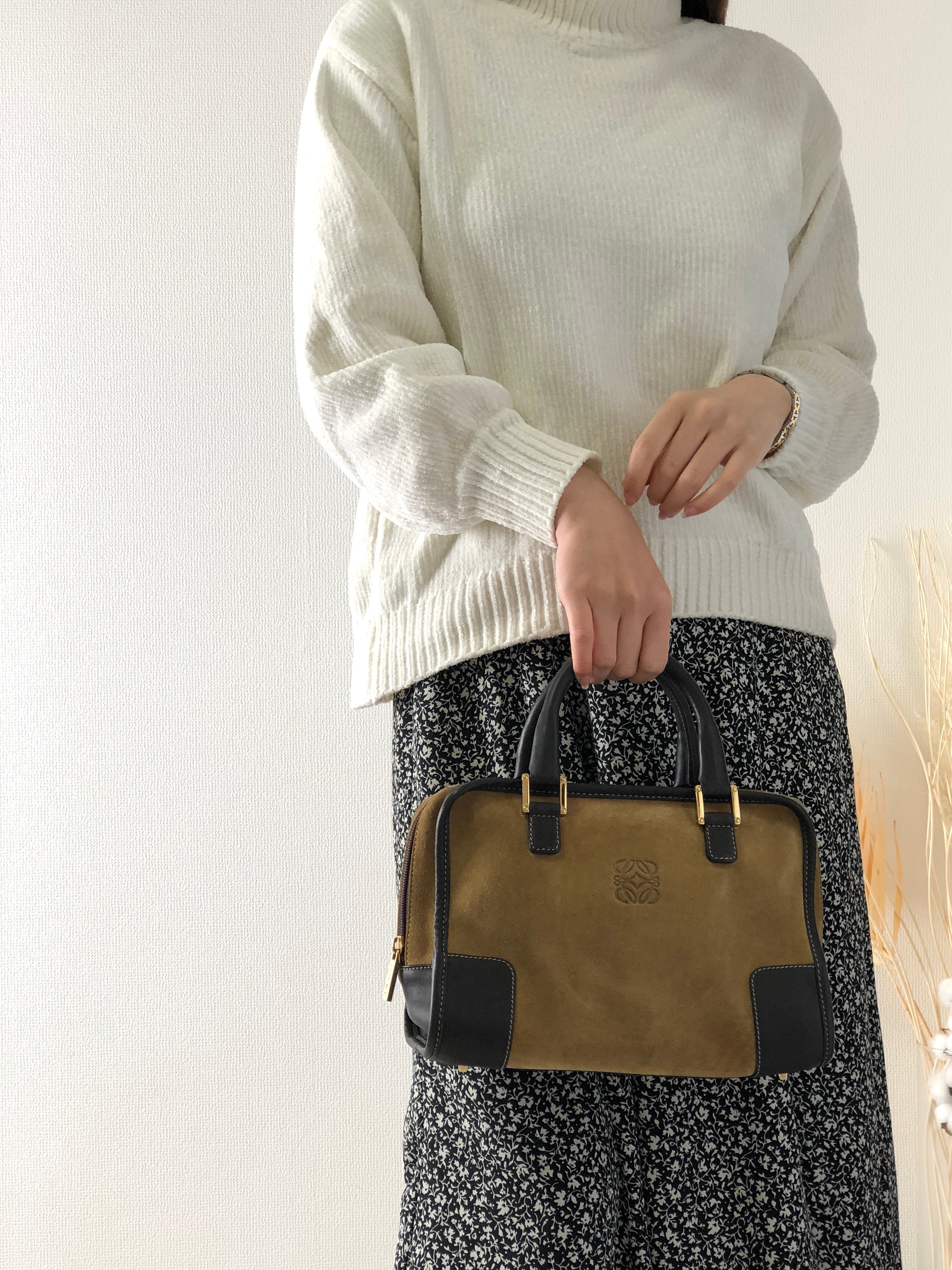 LOEWE ロエベ アナグラム アマソナ27 スエード ミニボストン