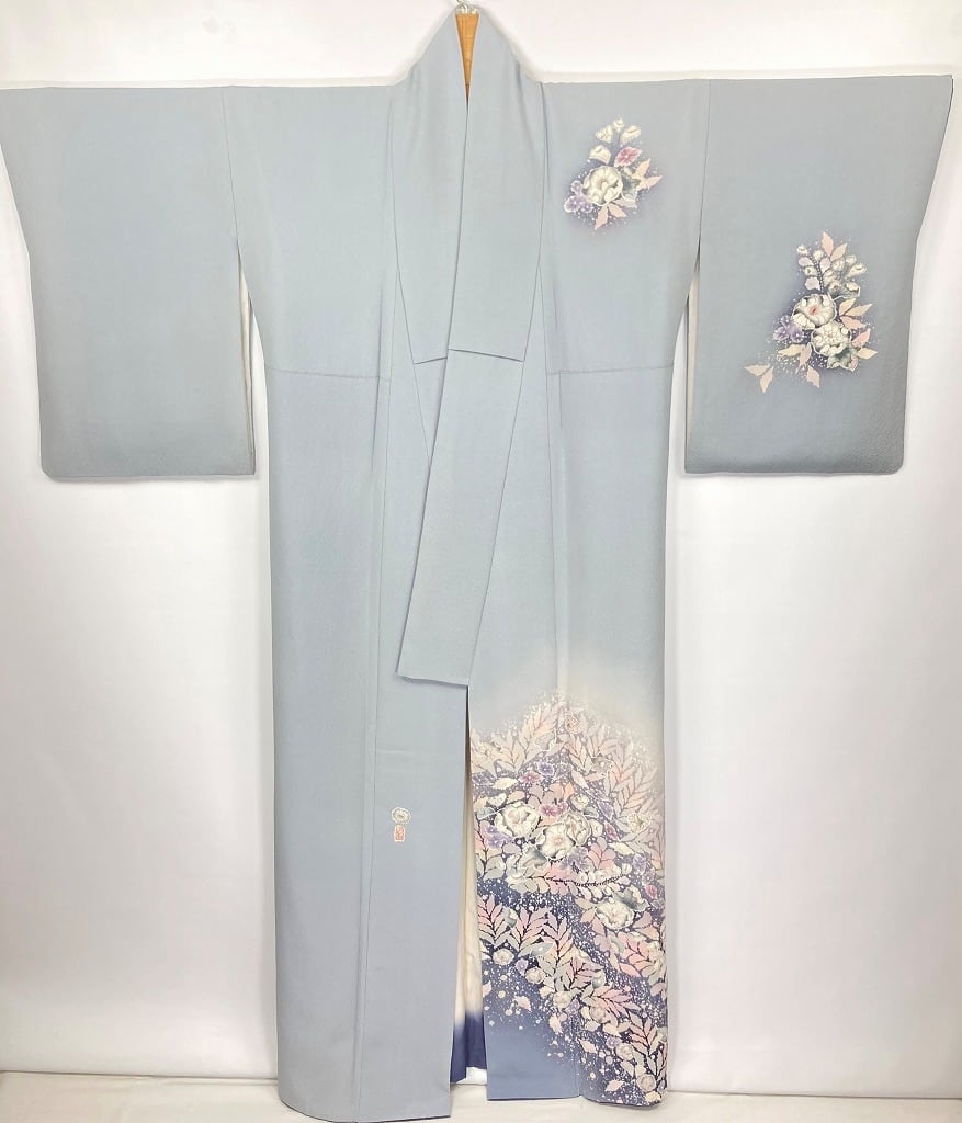 翠山工房 辻が花 絞り やまと誂製 訪問着 正絹 水色 紫 1087 | kimono