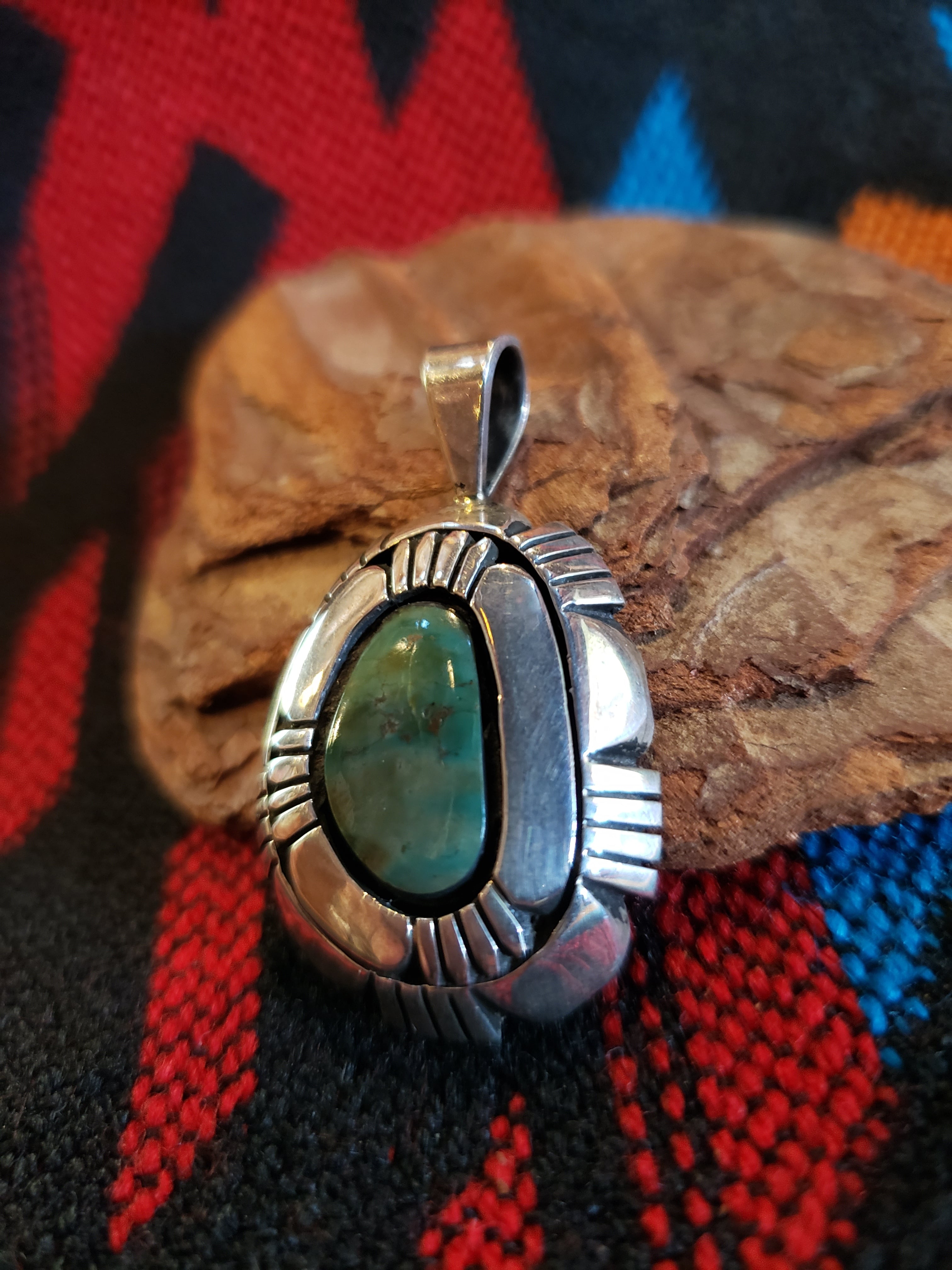 インディアンジュエリー ナバホ グリーンターコイズ ペンダントトップ