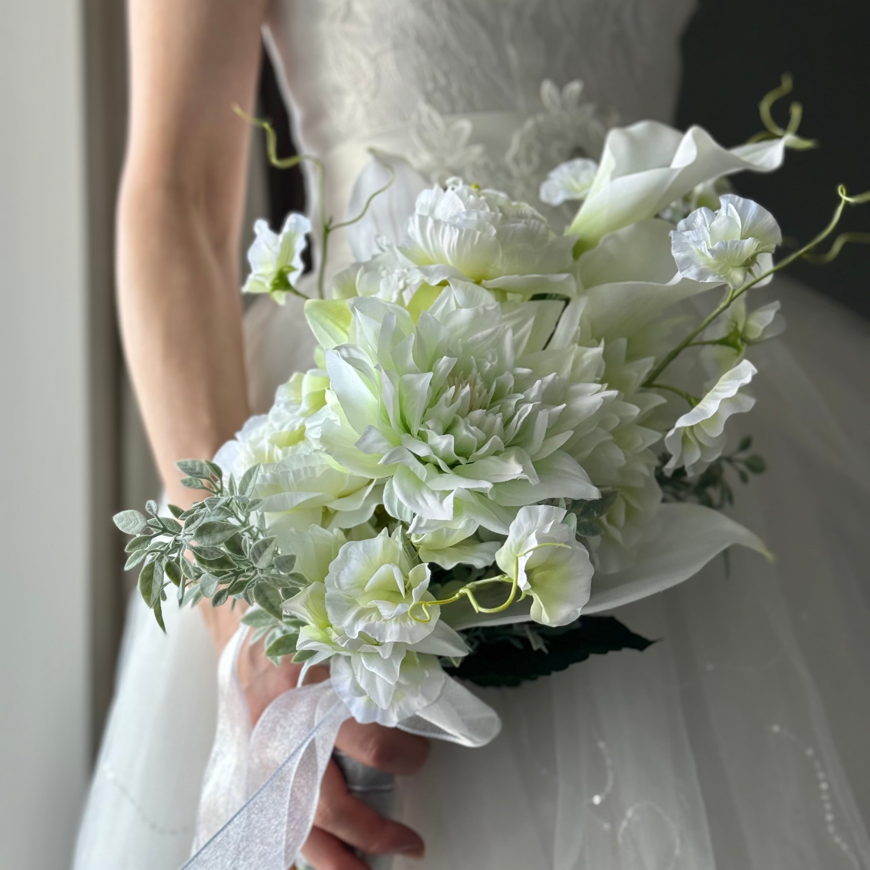 ウェディングブーケ アーティフィシャルフラワーブーケ ホワイトブーケ