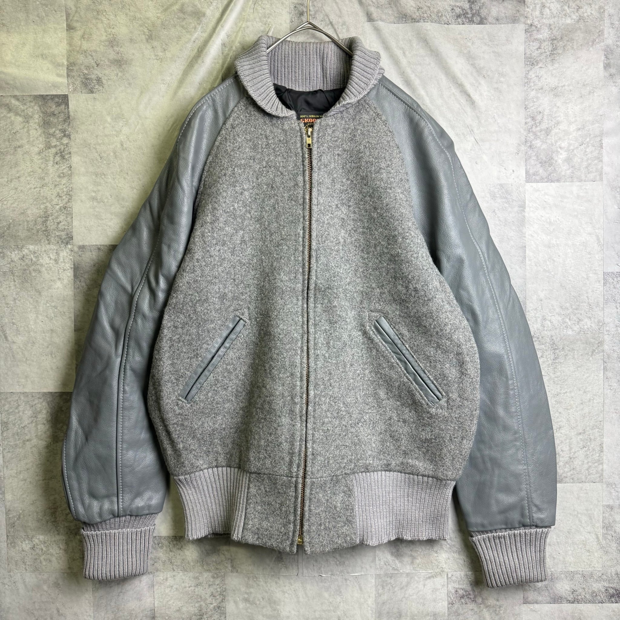 USA製 SKOOKUM アワードジャケット 袖レザースタジャン ジッパー