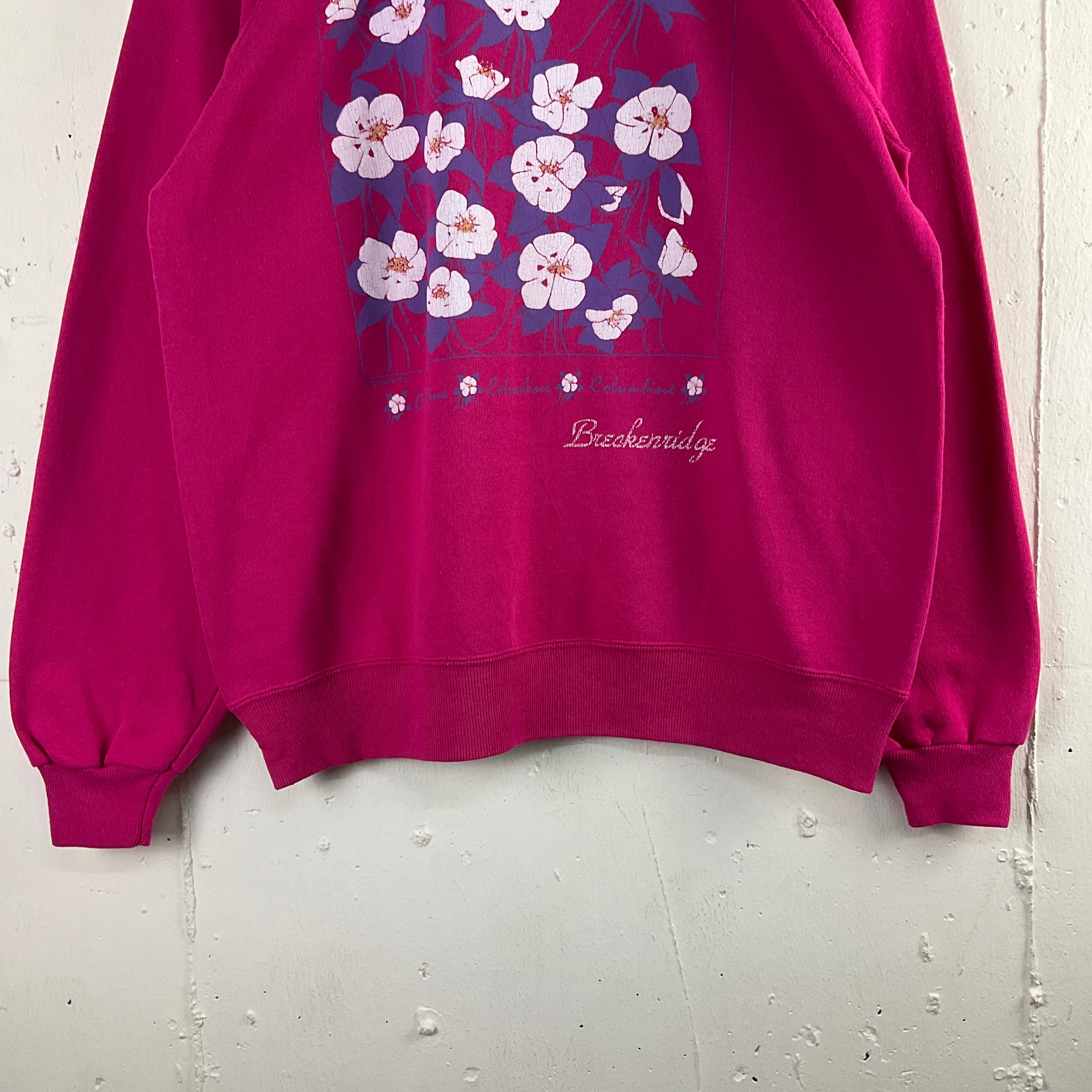 90年代 90s USA製 Hanes ヘインズ 花 フラワー プリント スウェット