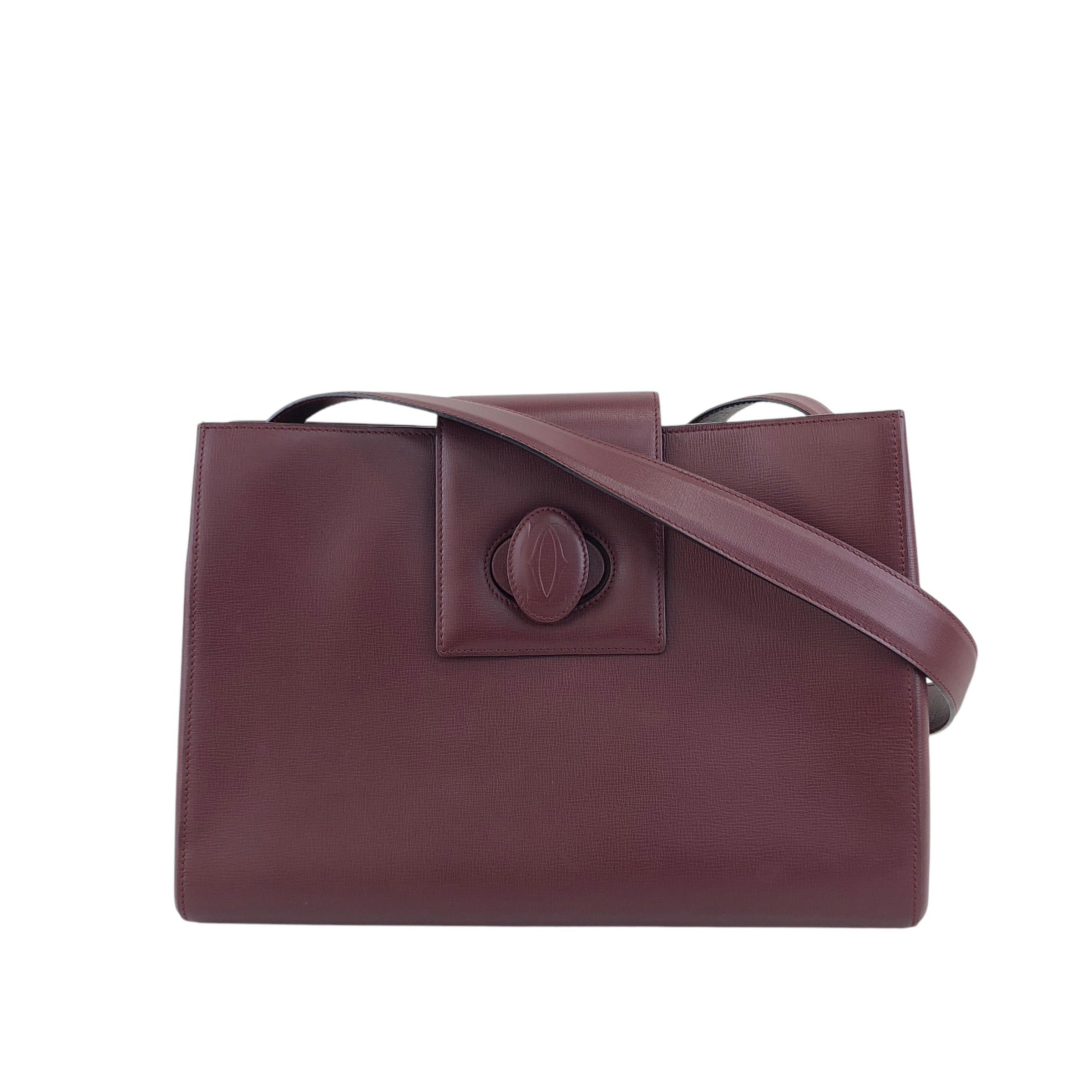 Cartier カルティエ ショルダーバッグ ボルドー ロゴ ターンロック