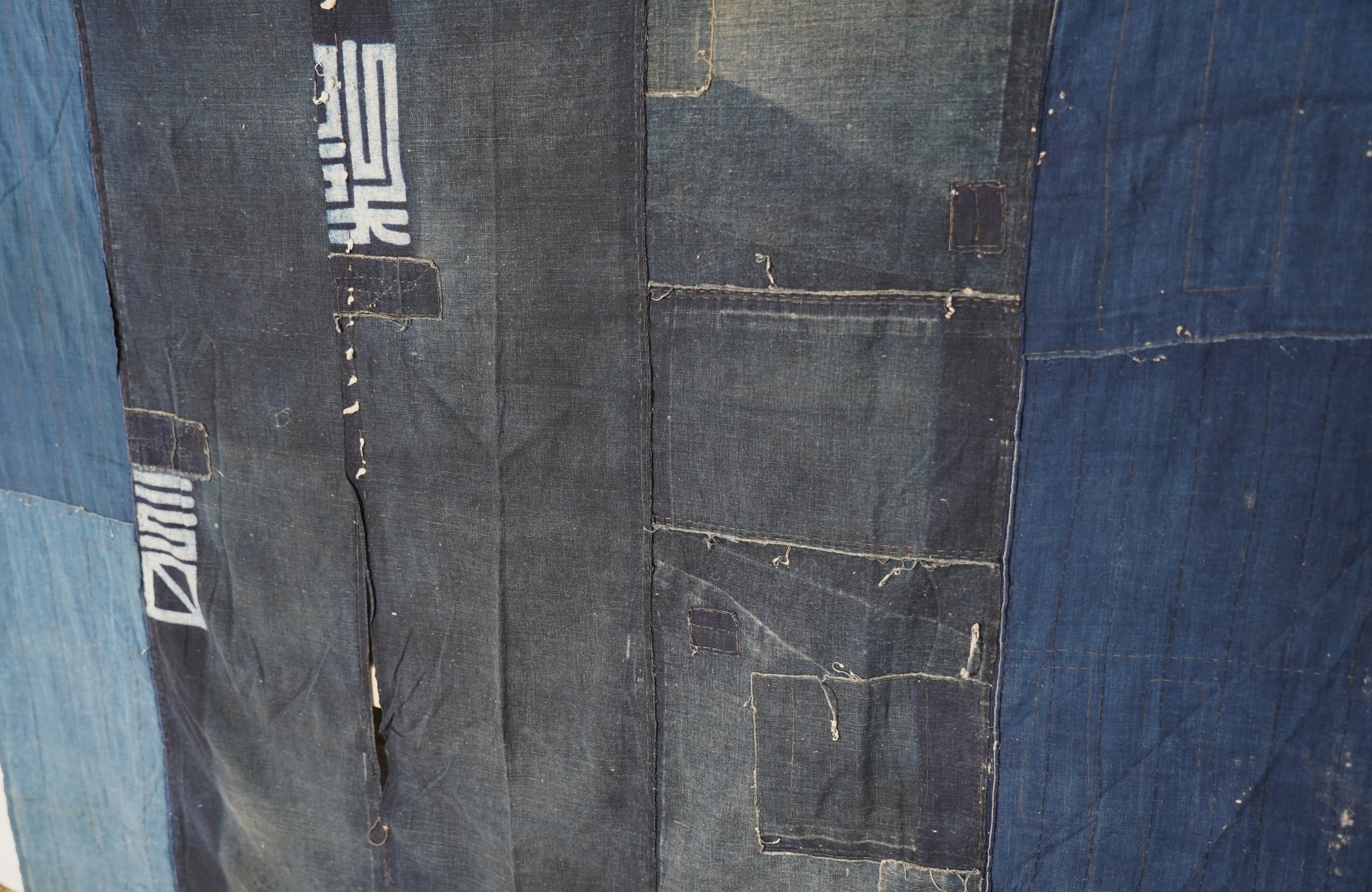 襤褸 ボロ 藍染 古布 リメイク BORO 古裂 木綿 着物 裂織 大判 肉厚