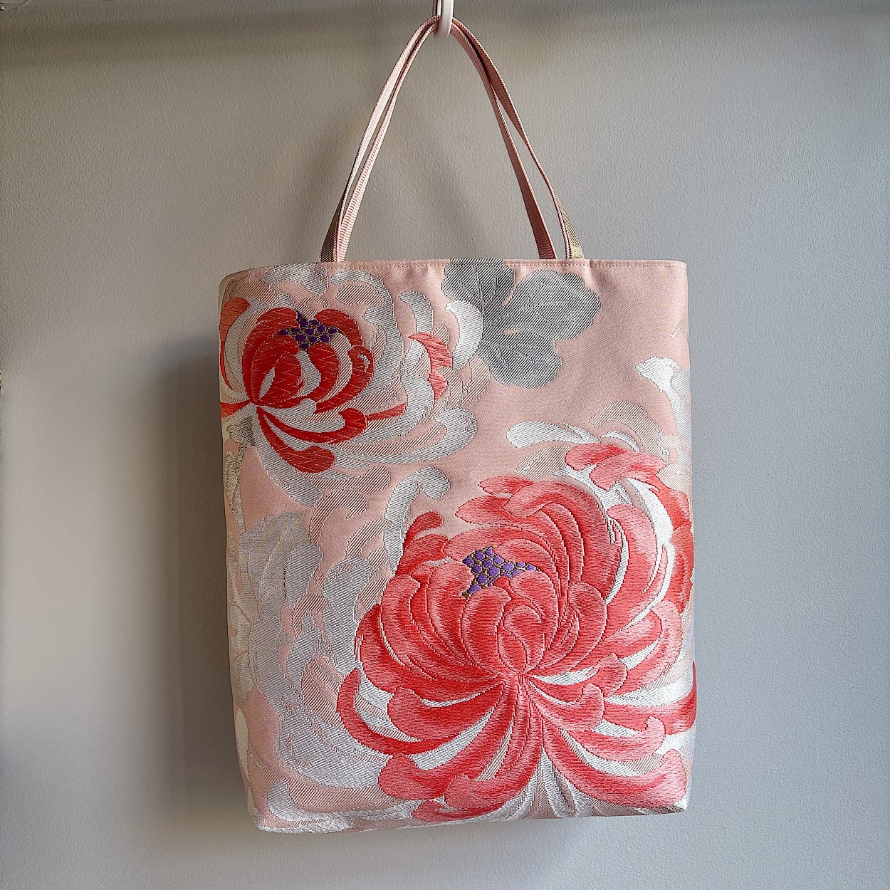 着物リメイク 帯トートバッグ 乱菊ピンク｜和モダンな大人のバッグ