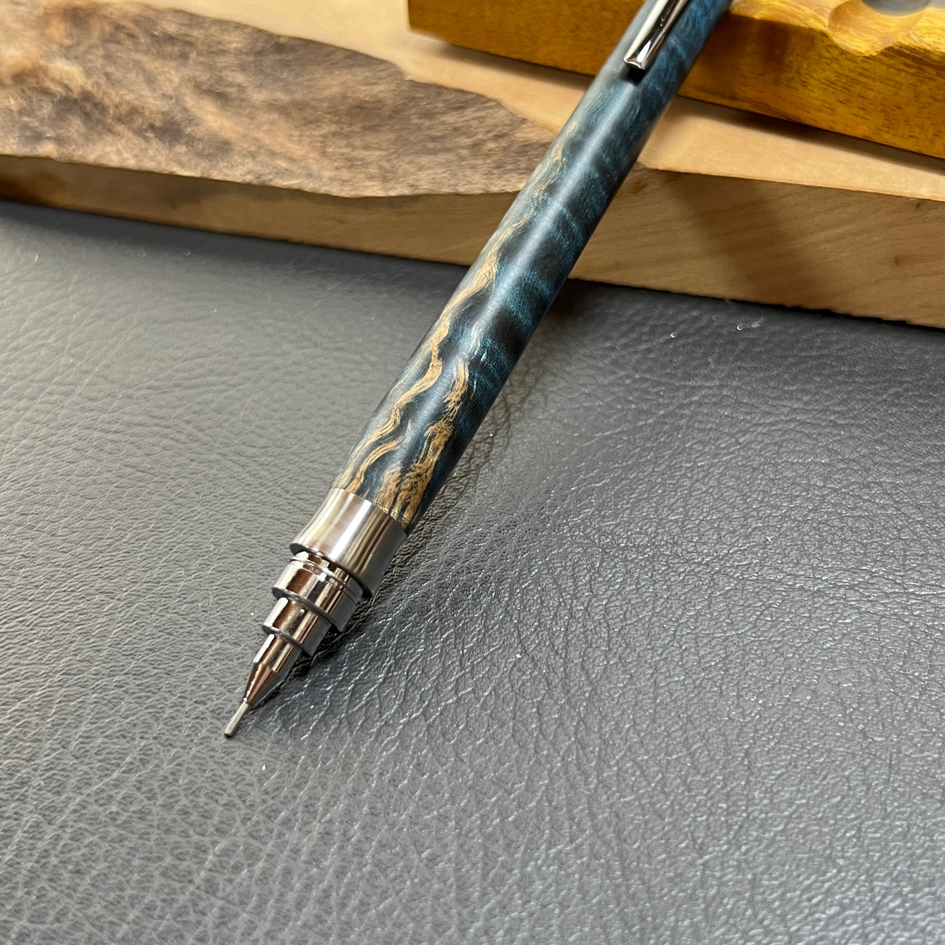 38栃縮杢スタビ 木製シャーペン 最強低重心 Rタイプ⑧ ステンレス