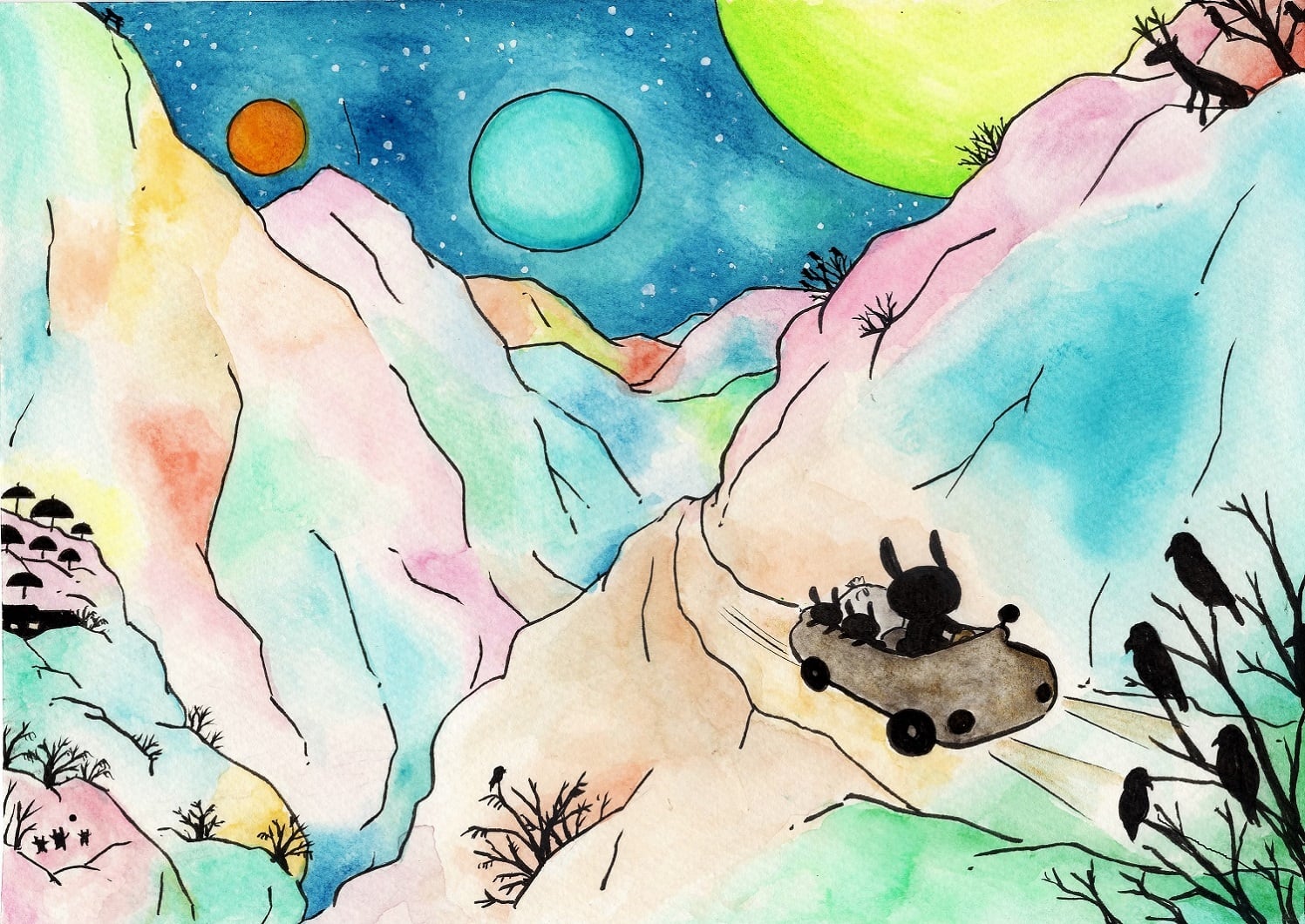 空飛ぶ画家糸川裕志の絵画 、ポップアートの人物画、三男利裕 空飛ぶ