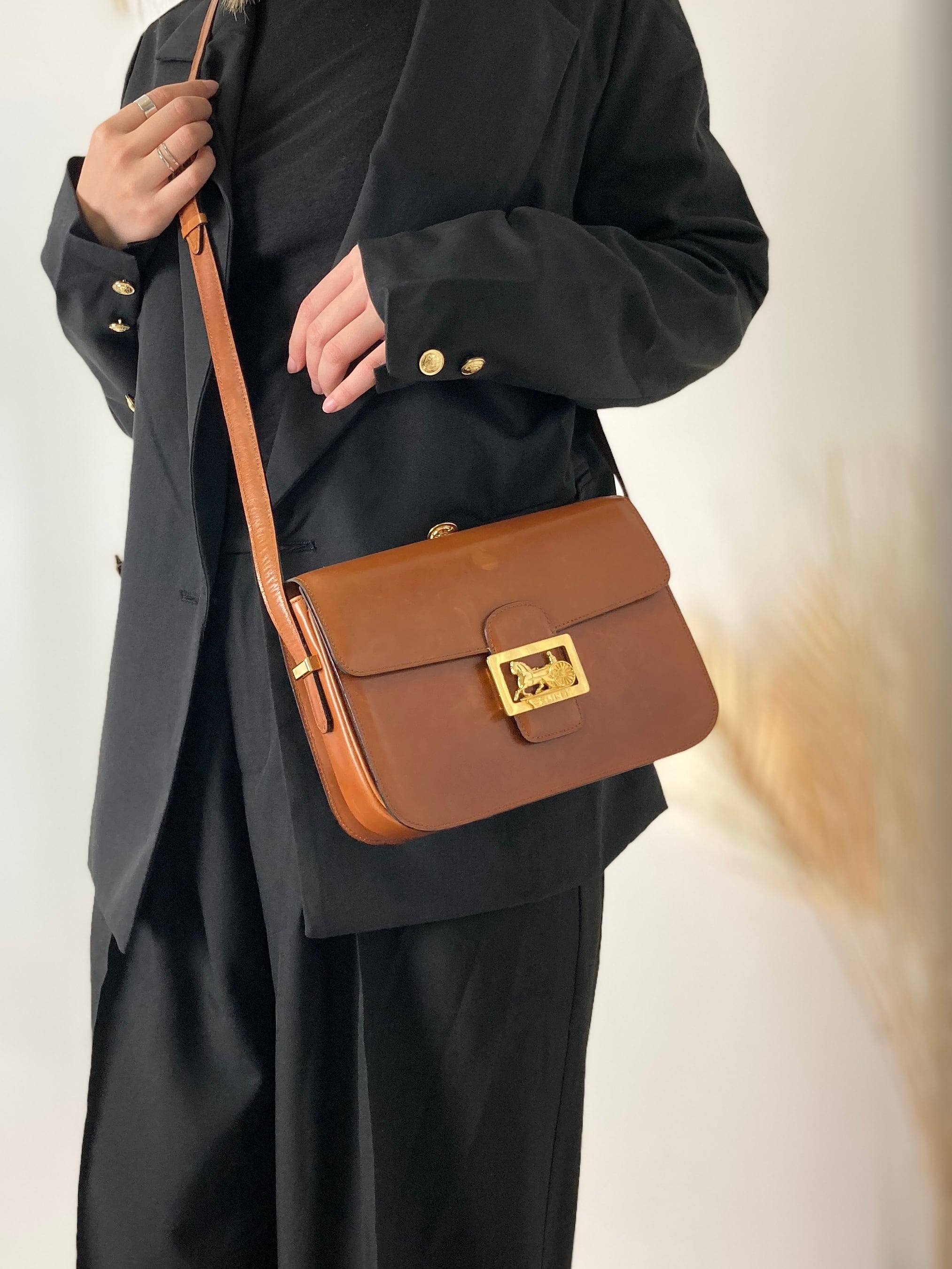 CELINE セリーヌ 馬車 ホースキャリッジ レザー ショルダーバッグ