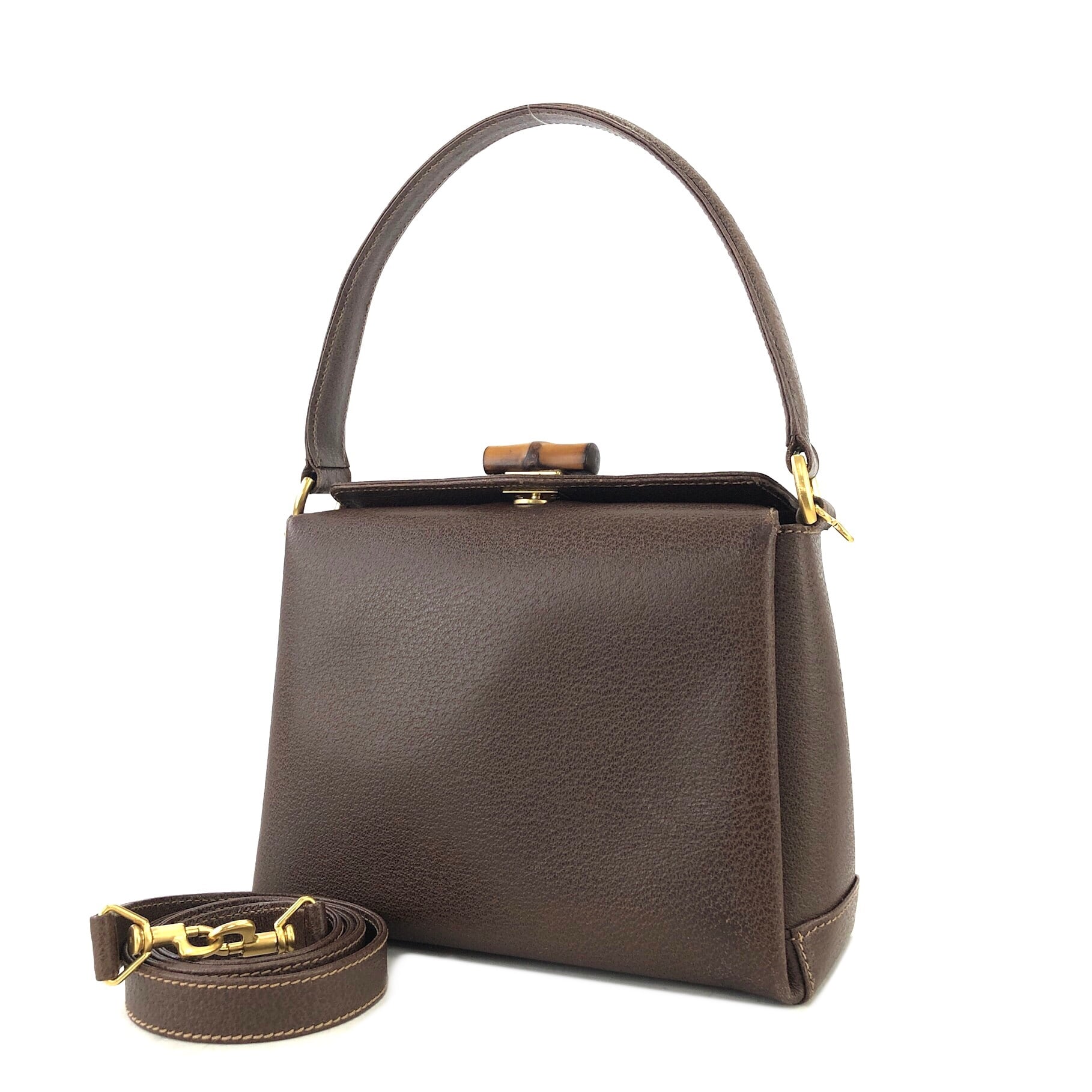 GUCCI グッチ バンブー ターンロック レザー 2way ショルダーバッグ