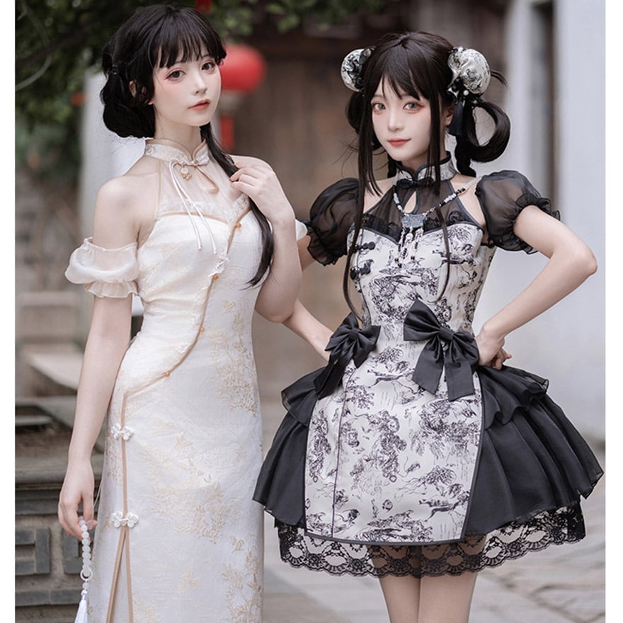 SEASONZ ミニワンピース チャイナ風 3点 セットアップ 中華ロリータ