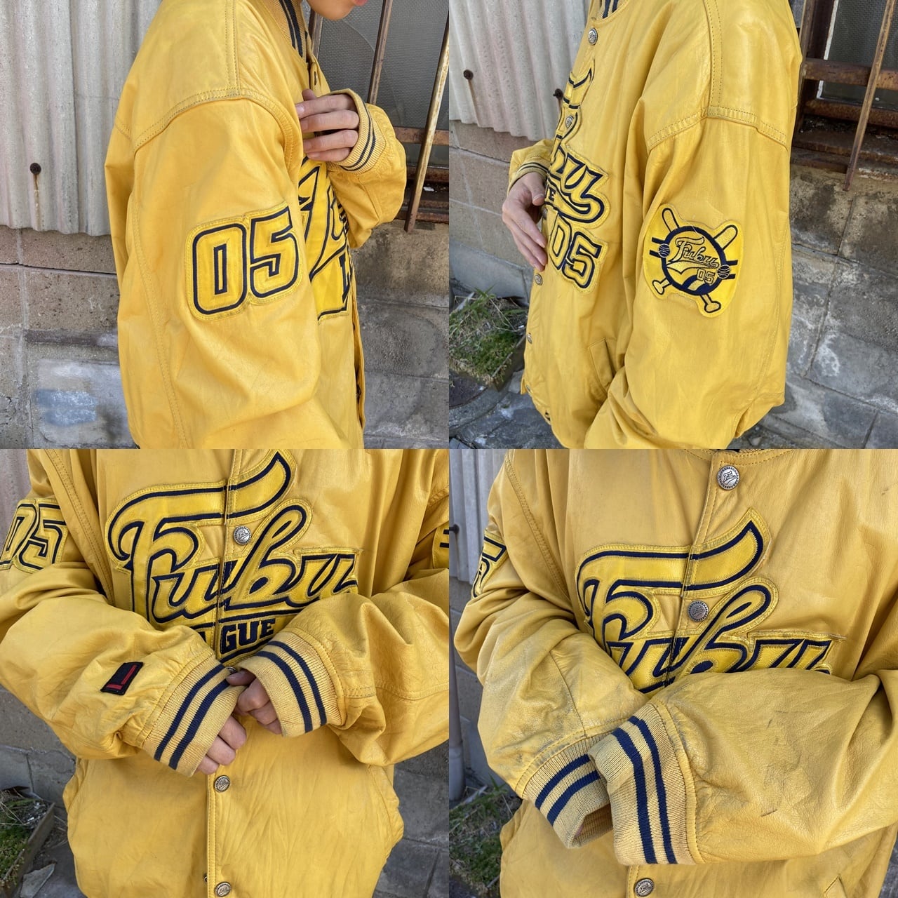 90〜00年代 FUBU フブ オールレザースタジャン メンズ2XL相当 古着 90s