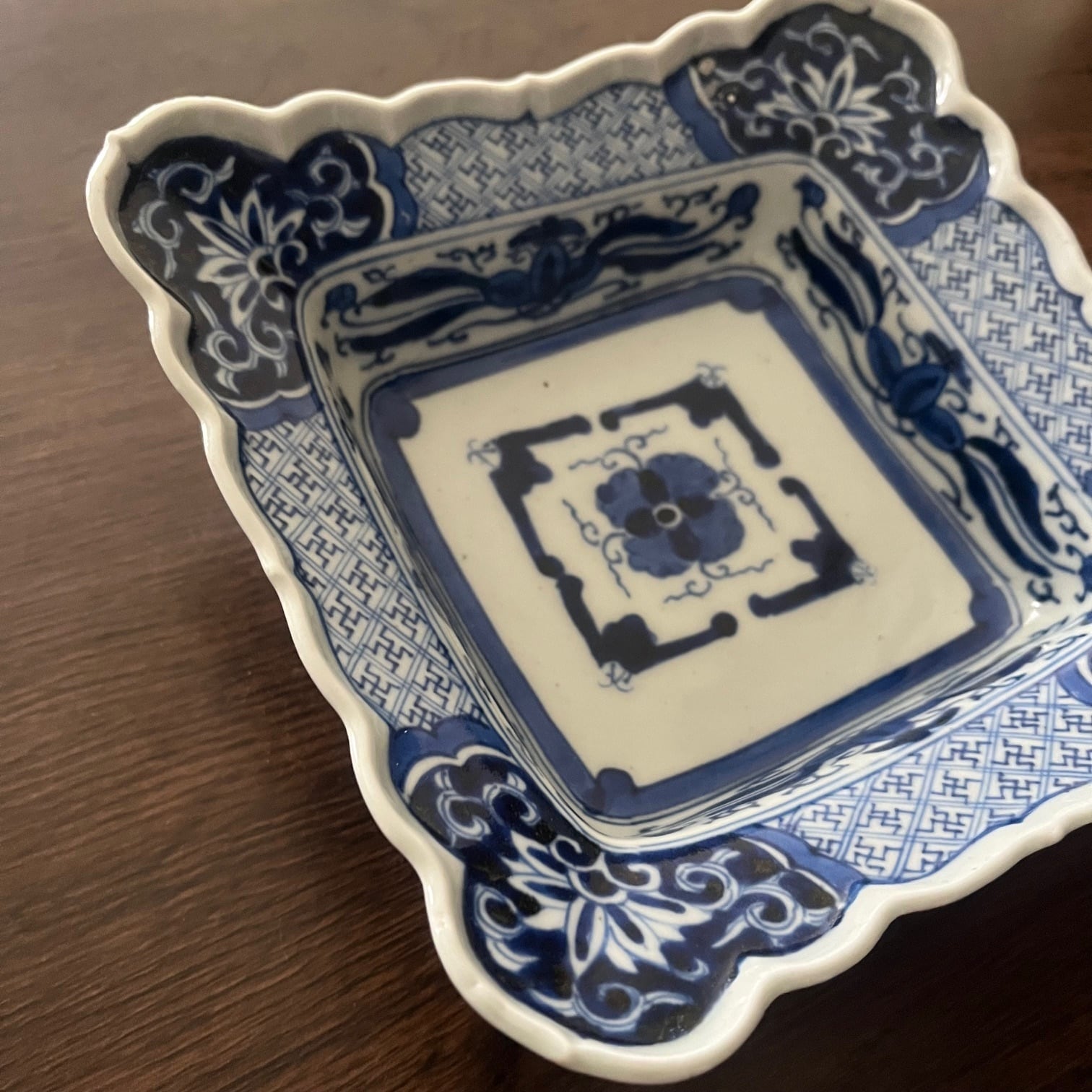 73『染付 花 輪花鉢』 /骨董品 古美術 アンティーク 古玩 73『染付 花