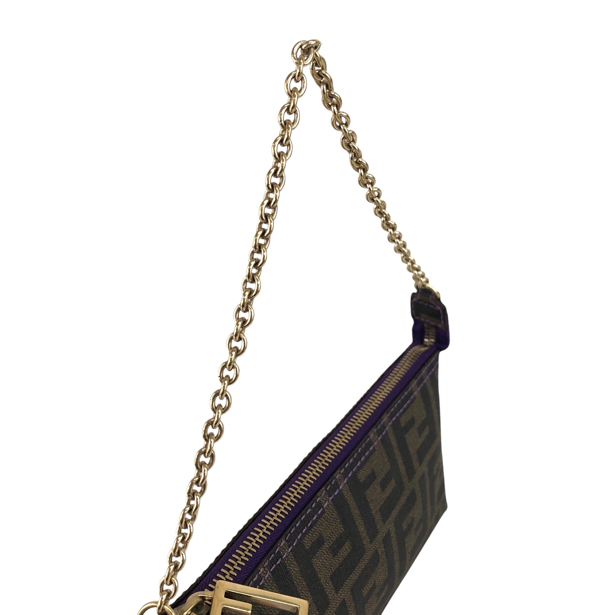 FENDI フェンディ ズッカ ショルダーバッグ ブラウン PVC ミニバッグ