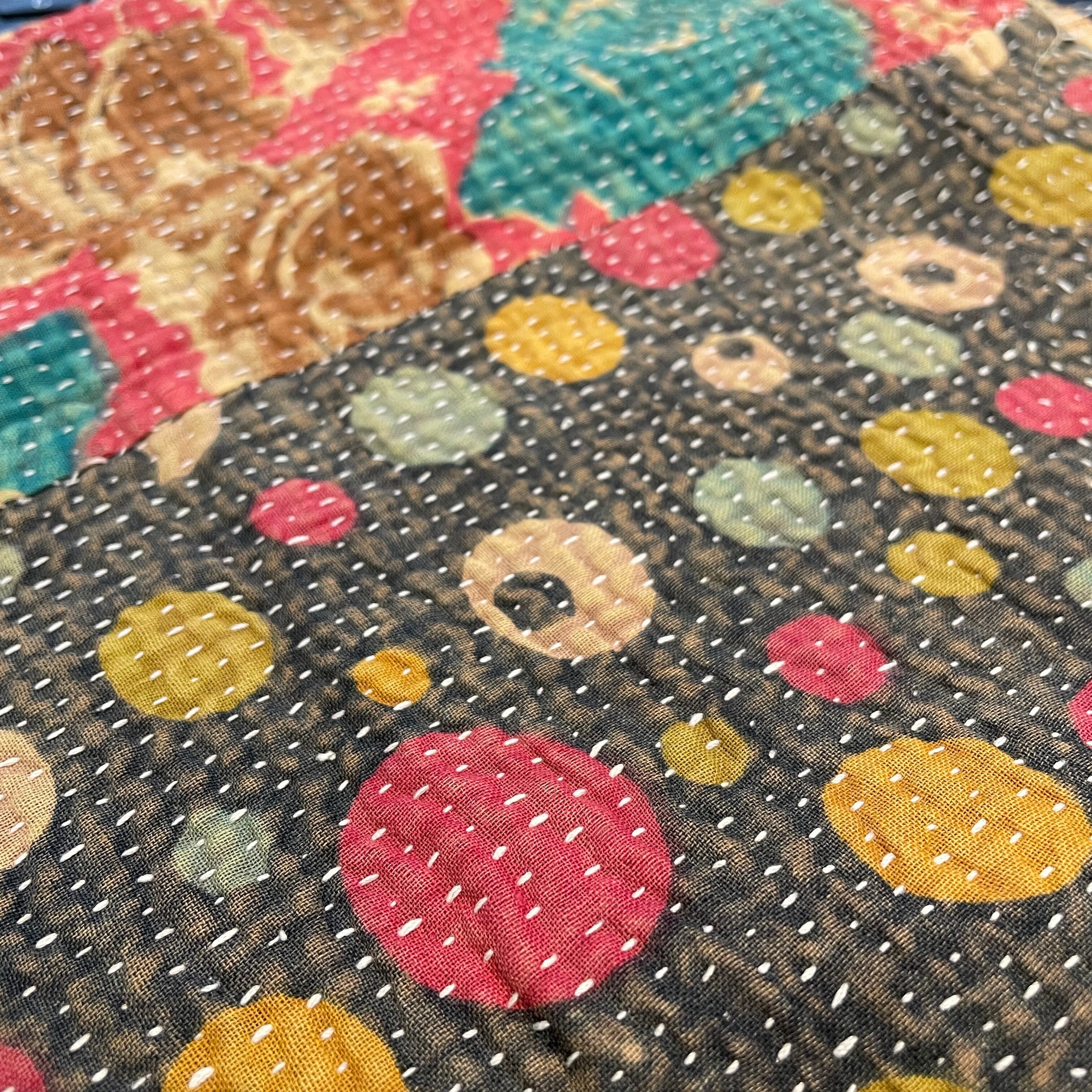 46】インド直輸入 ビンテージ ラリーキルト カンタ キルト