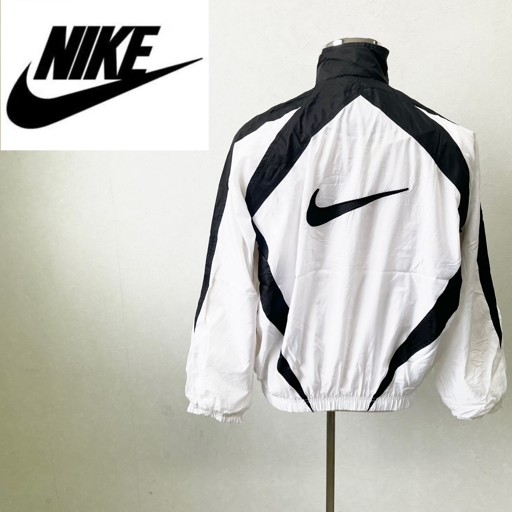 90s】ナイキ ナイロンジャケット ビッグトレフォイル 刺繡ロゴ 白タグ