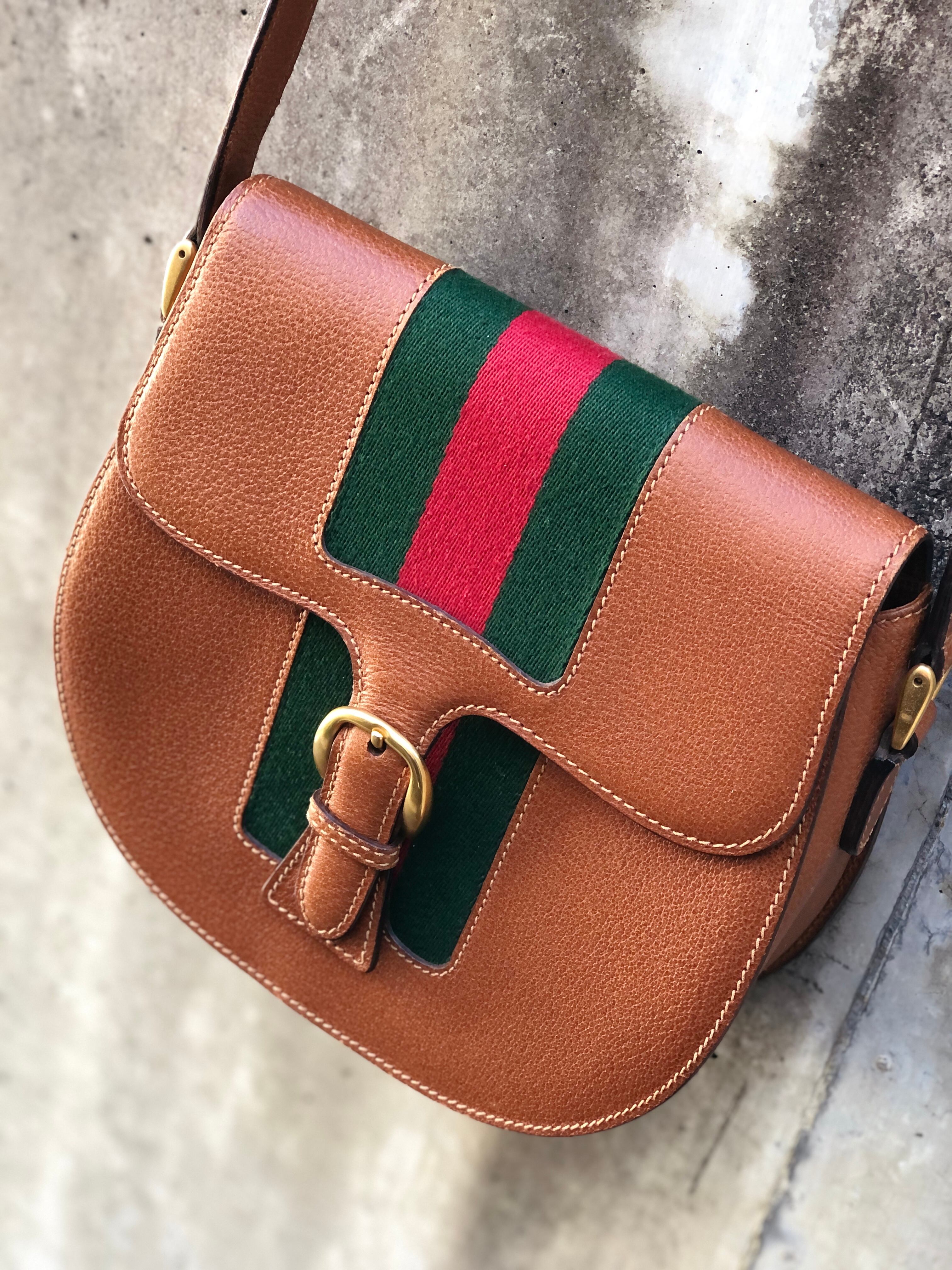 GUCCI グッチ シェリーライン レザー フロントベルト ショルダーバッグ