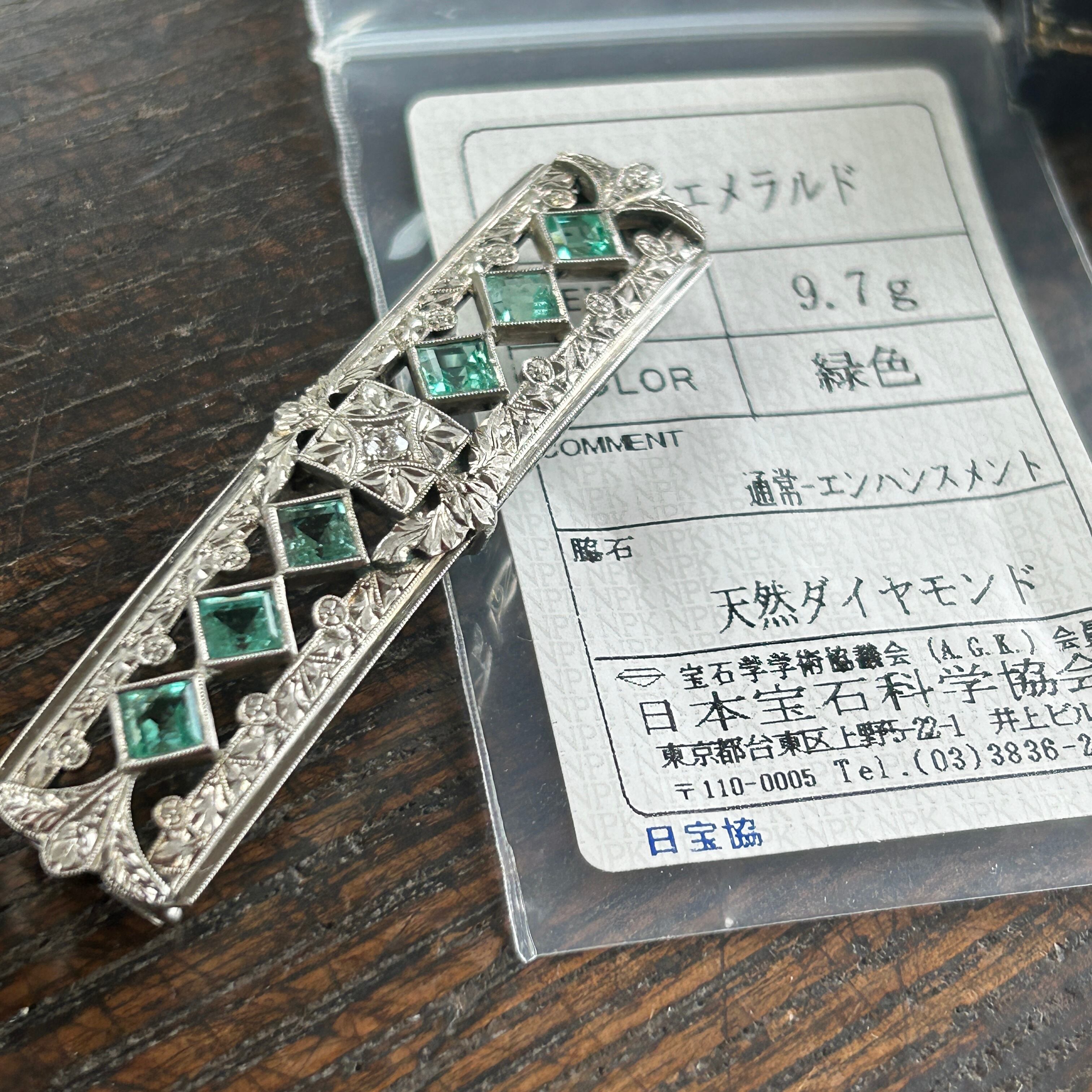 アンティーク SPNに天然エメラルド.ダイヤの帯留め | bonbidou22